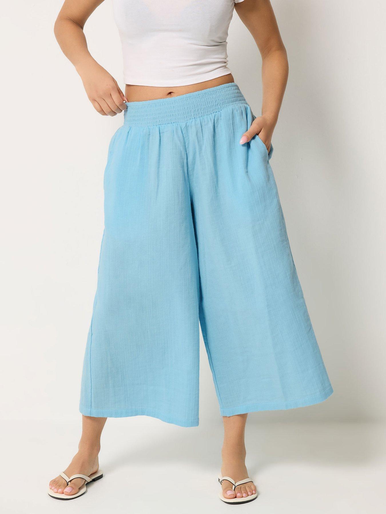 PixieGirl Petite Cheesecloth Wide Leg Crop Culotte