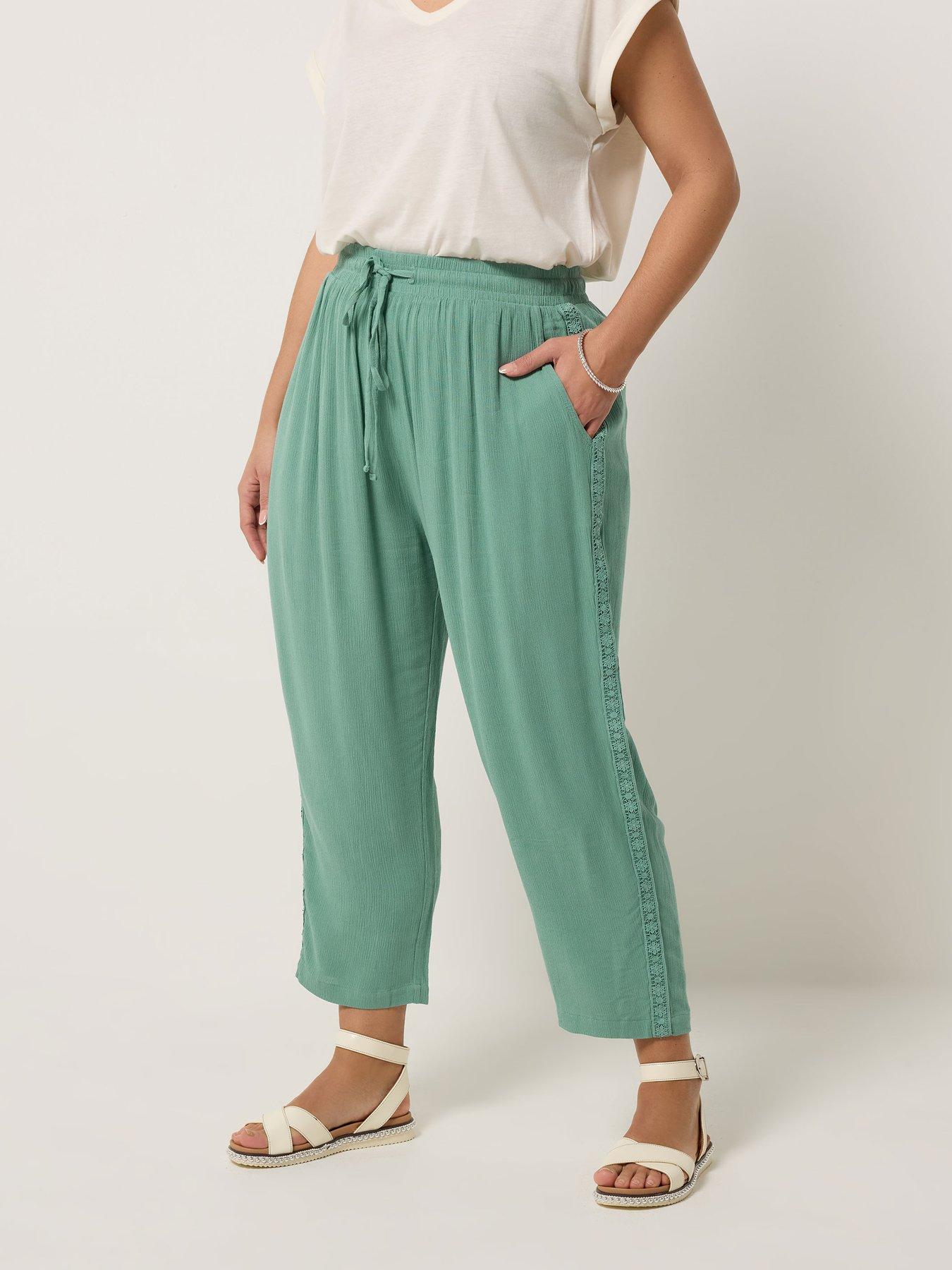 Yours Curve Abstract Floral Cropped Trousers
