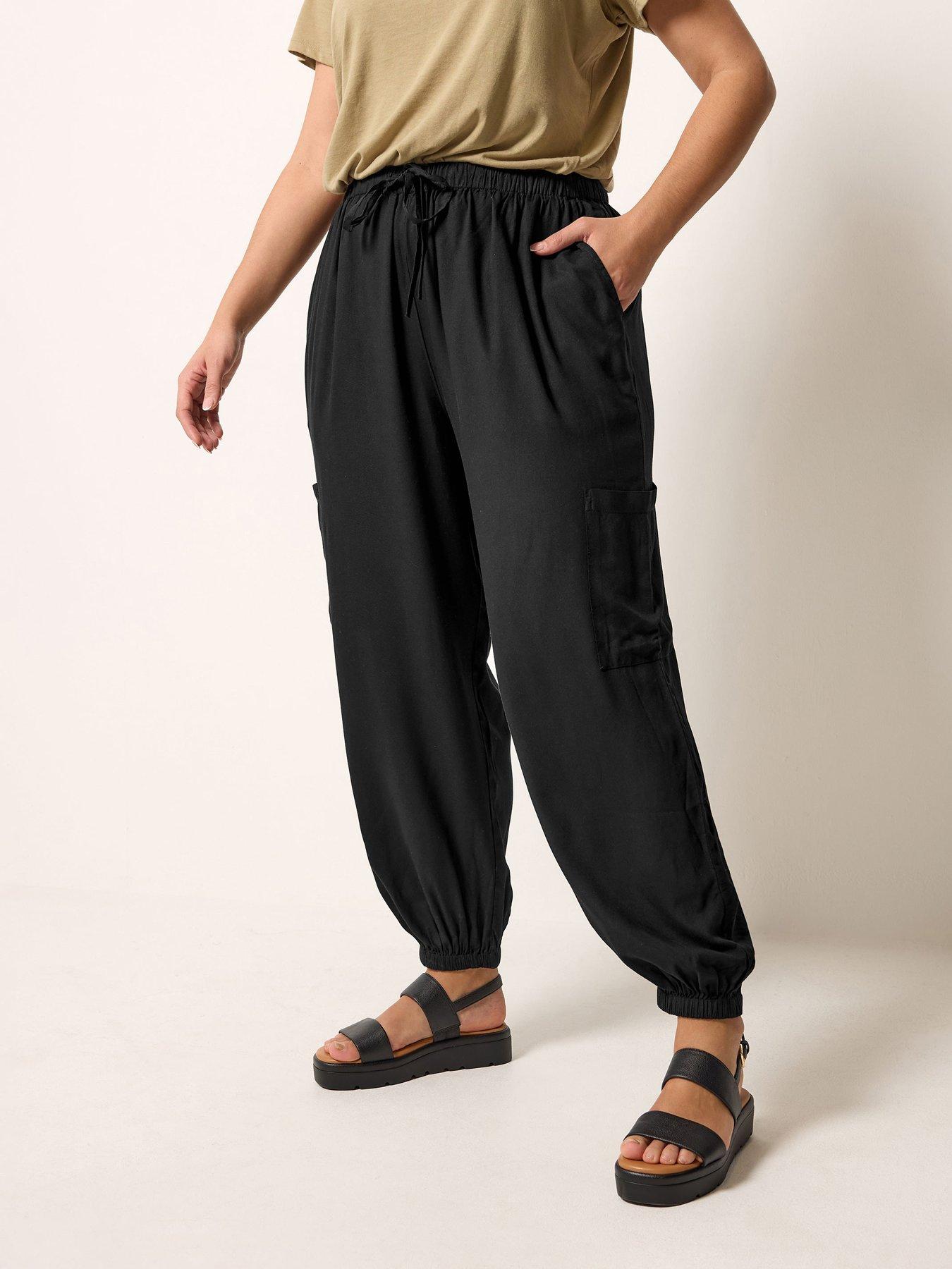 Yours Curve Cargo Balloon Trouser - Black
