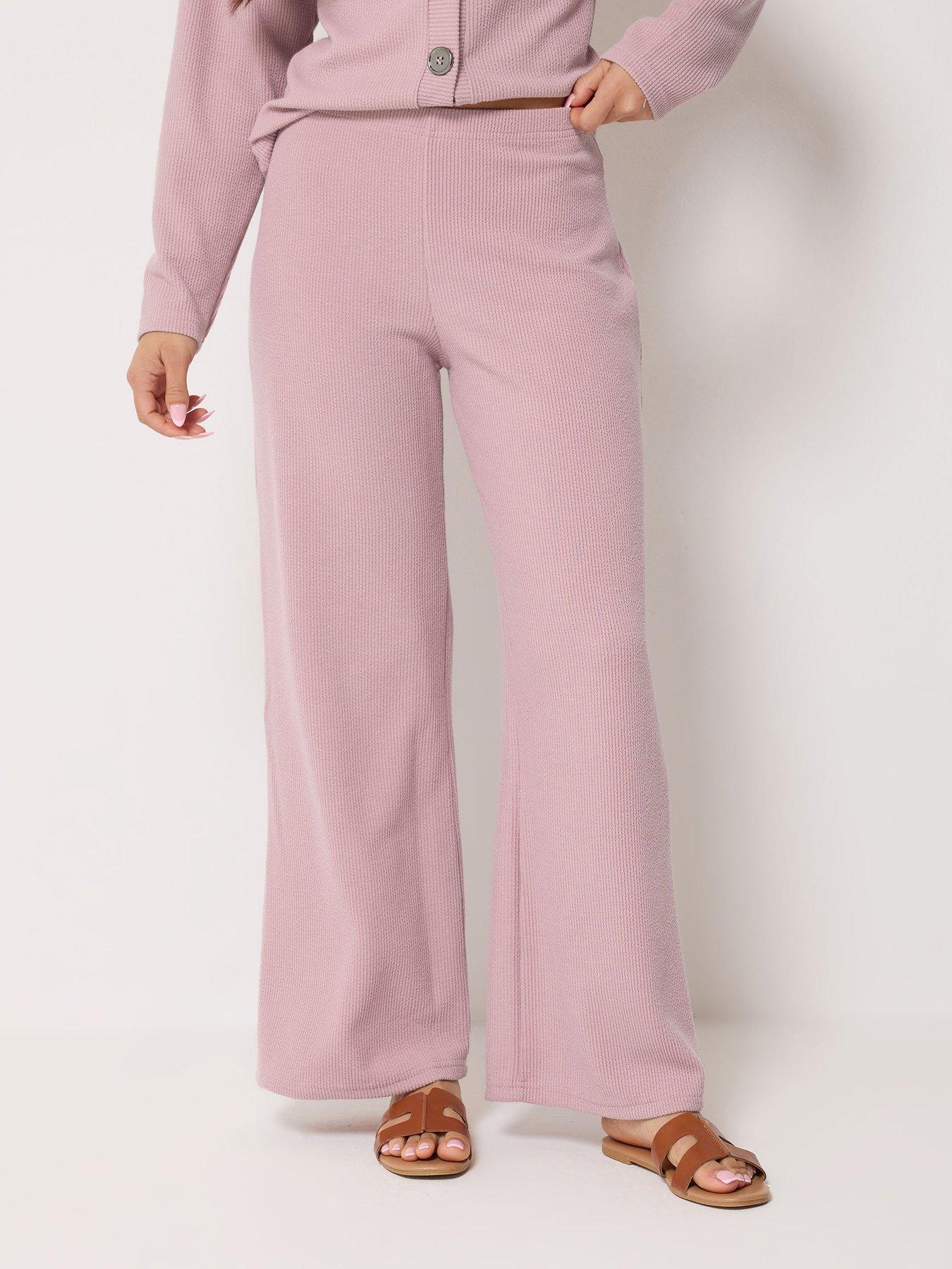 PixieGirl Petite Soft Touch Wide Leg Trousers - Pink