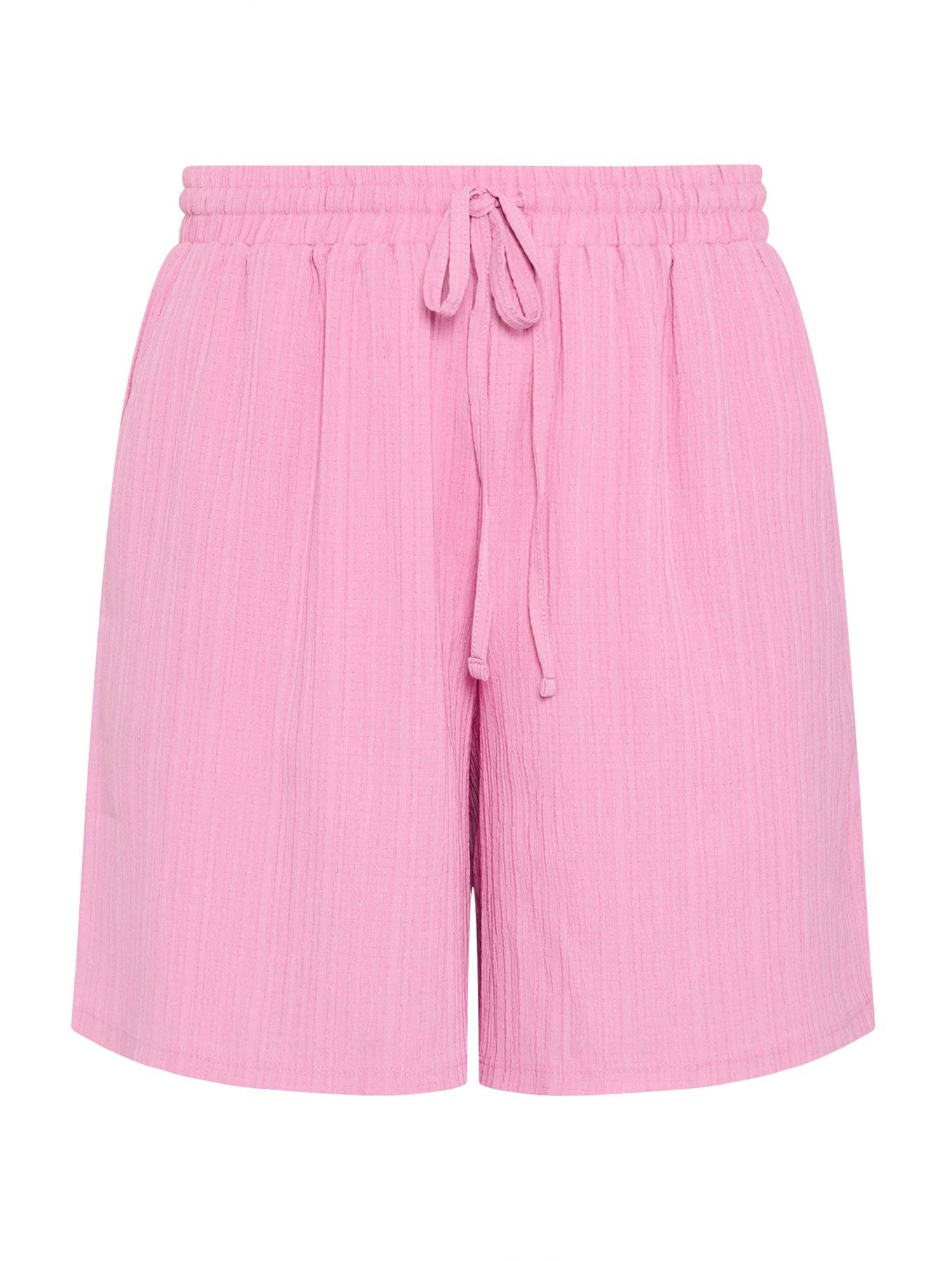 Image 5 of 5 of Yours Curve Textured Woven Shorts - Pink
