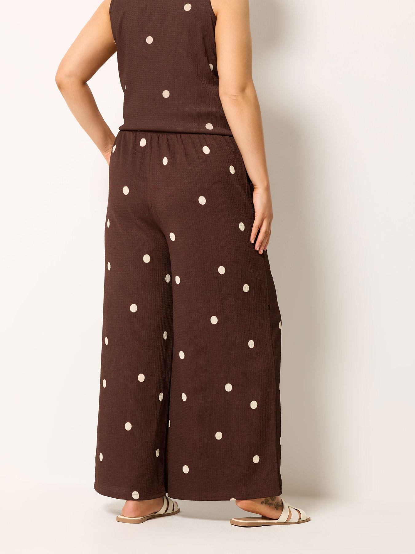 Image 2 of 4 of Yours Curve Jersey Gingham Culotte - Brown