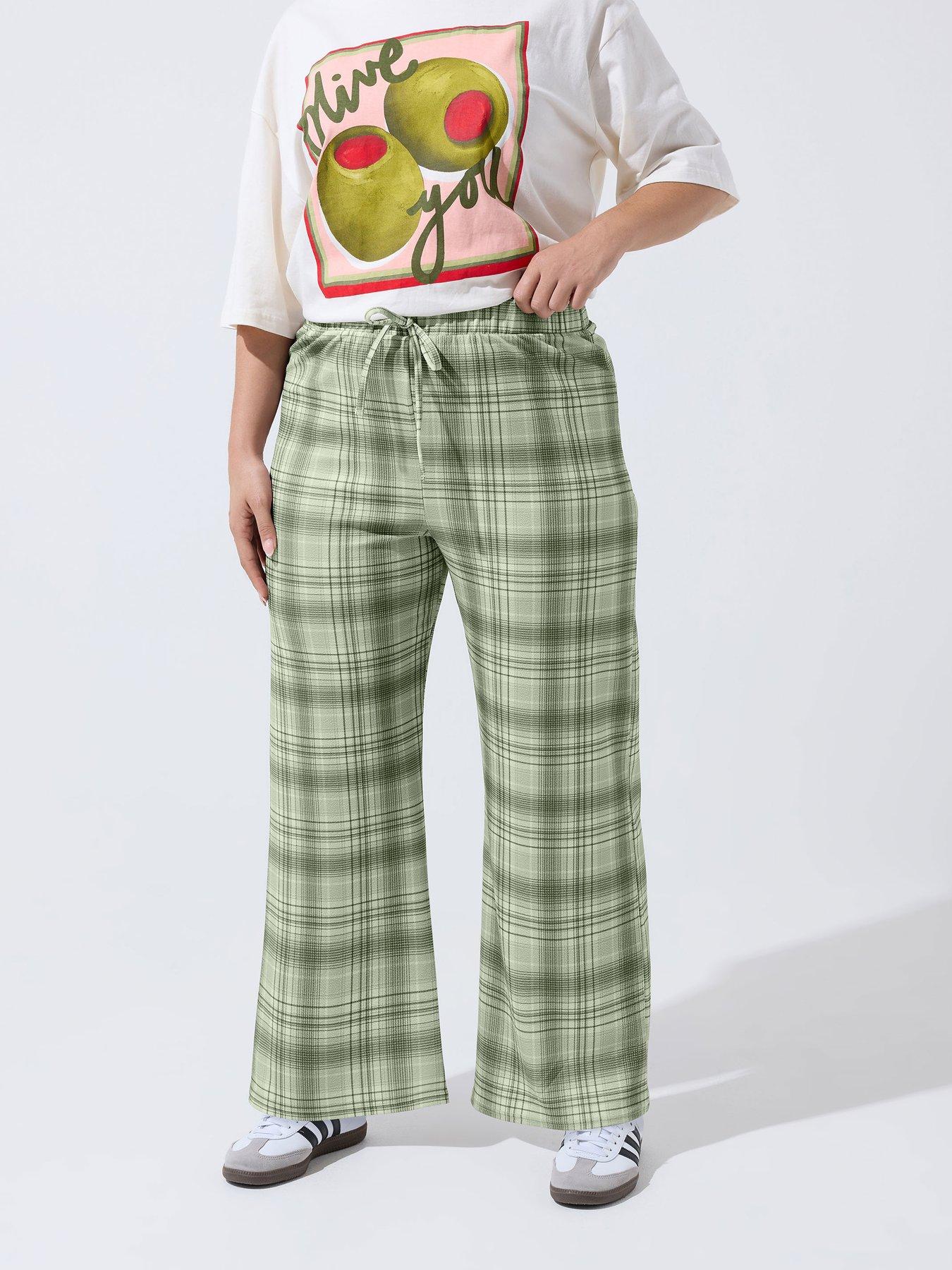 Yours Curve Textured Woven Wide Leg Trousers 28"
