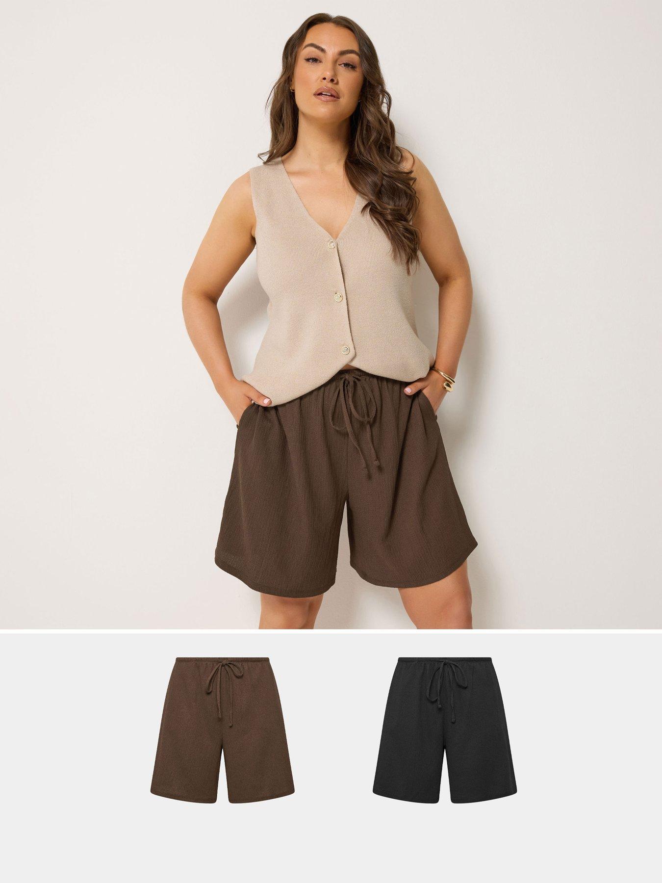 Yours Curve Skinny Waistband Spot Print Shorts