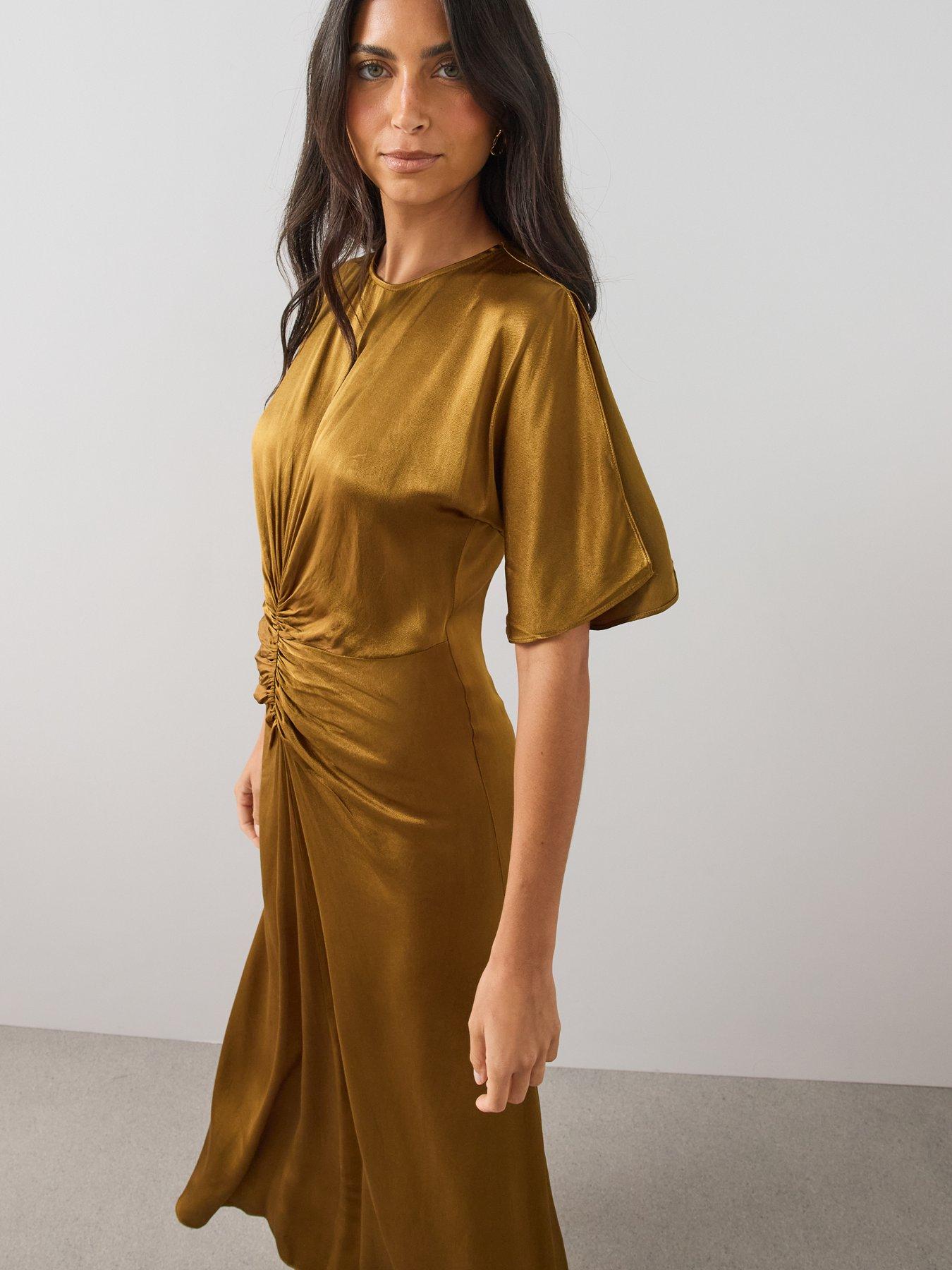 Image 5 of 7 of The Very Collection Womens Ruched Satin Maxi Dress - Olive