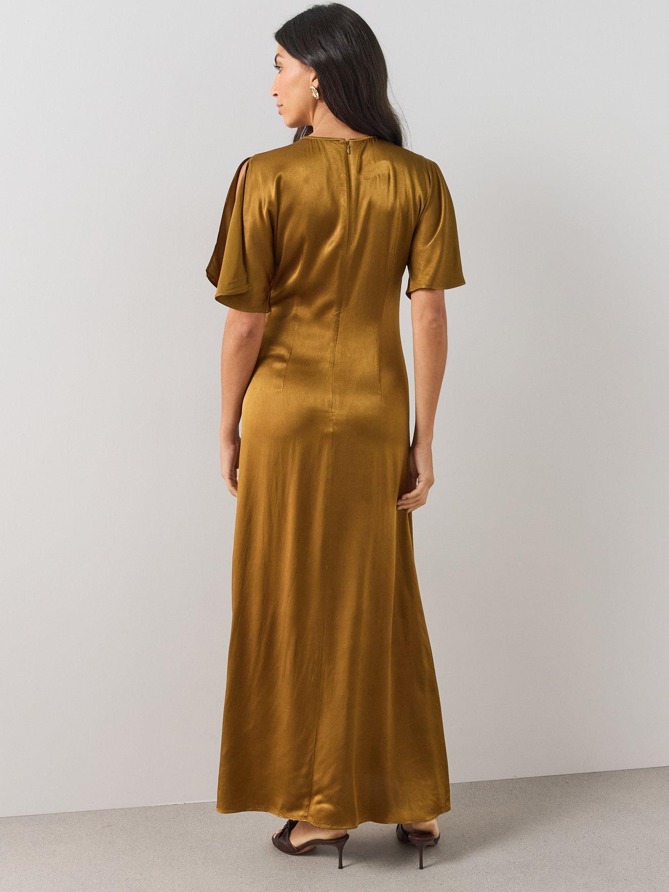 Image 6 of 7 of The Very Collection Womens Ruched Satin Maxi Dress - Olive