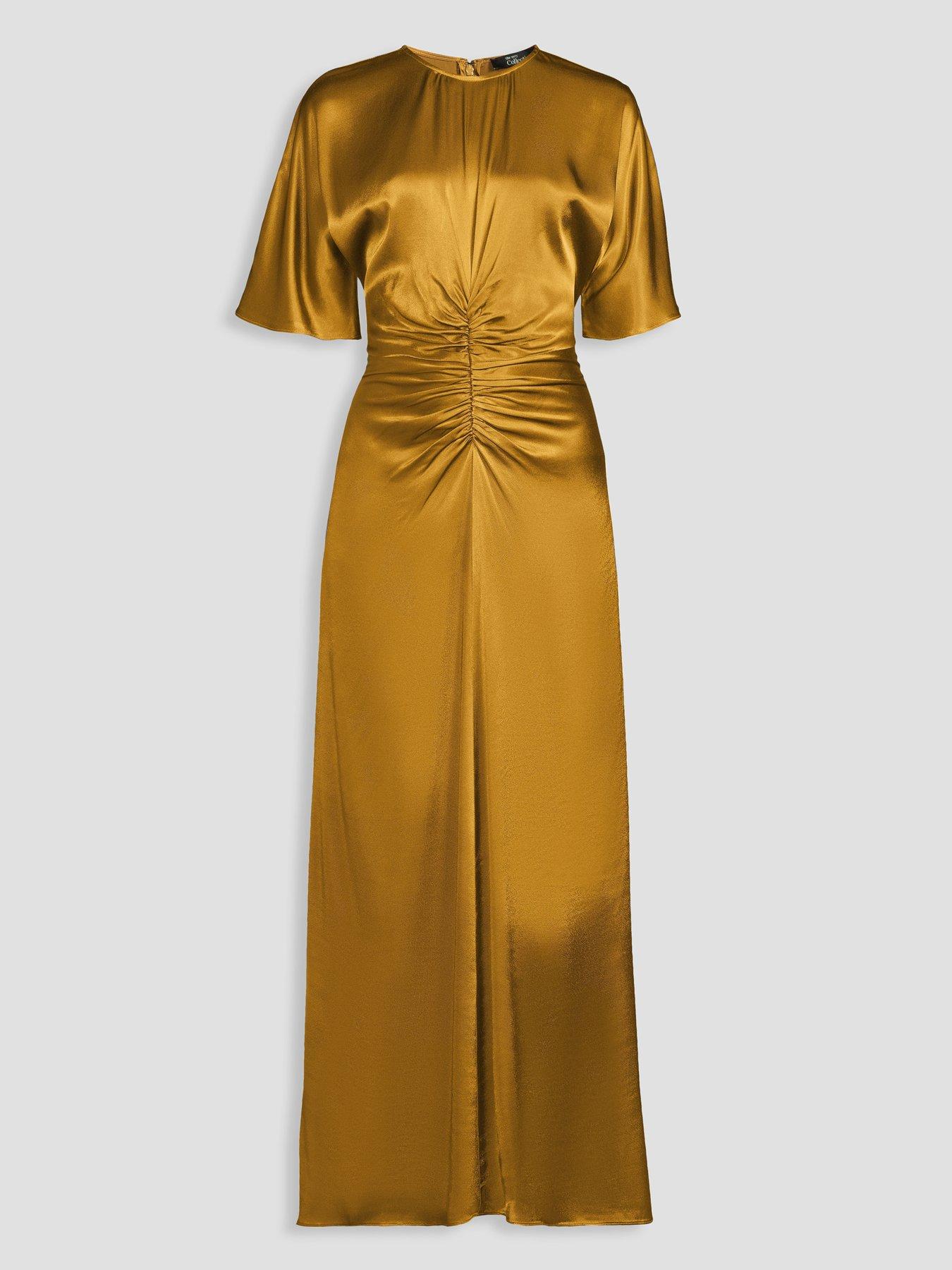 Image 7 of 7 of The Very Collection Womens Ruched Satin Maxi Dress - Olive