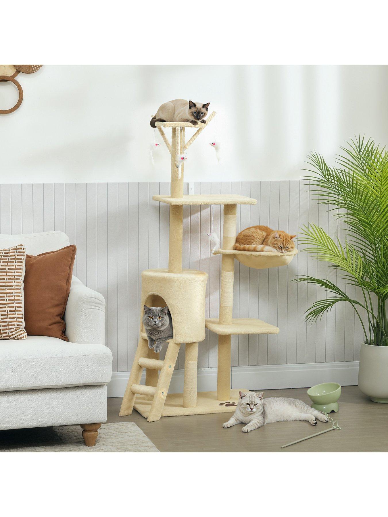 PawHut PawHut Multi-Level Cat Tower, 134cm Cat Tree with Condo and Sisal Scratching Posts for Indoor Kittens, Beige