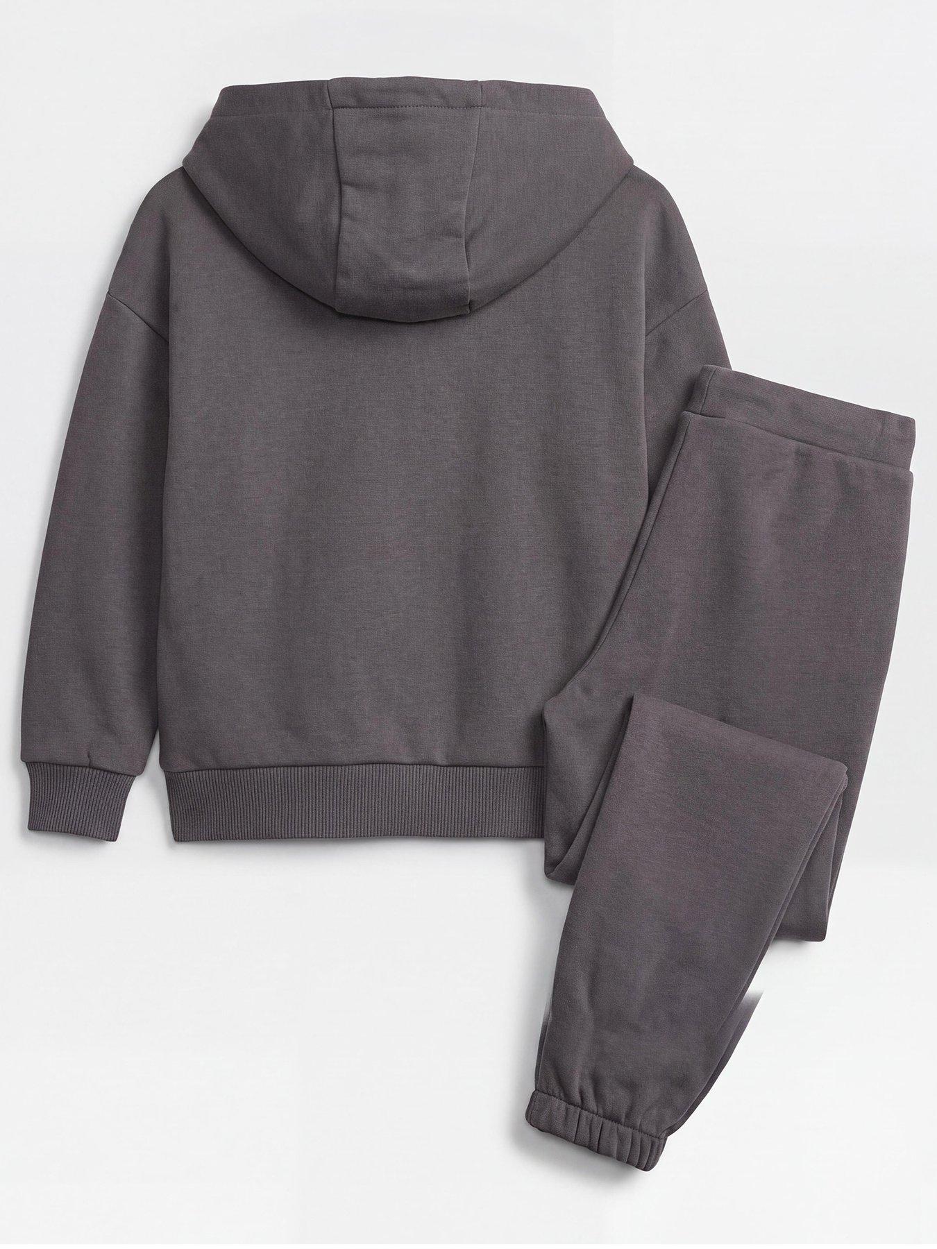 Image 2 of 3 of The Very Collection Boys Cotton Rich Woven Tab Detail Hoodie And Joggers Outfit Set (9 months - 7 years) - Grey