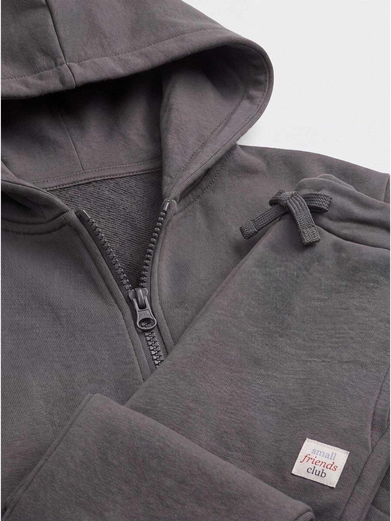 Image 3 of 3 of The Very Collection Boys Cotton Rich Woven Tab Detail Hoodie And Joggers Outfit Set (9 months - 7 years) - Grey