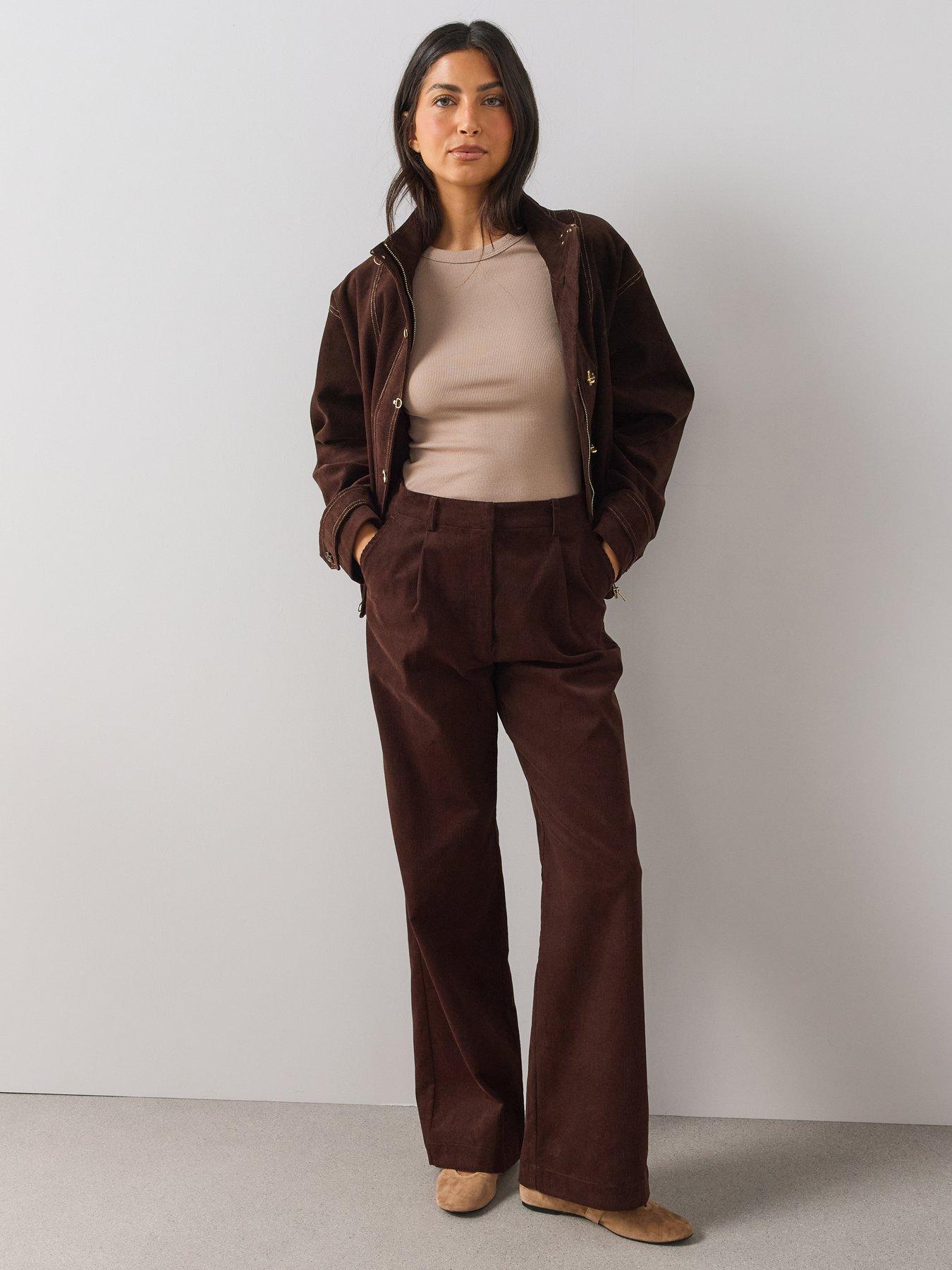 Image 1 of 7 of The Very Collection The Very Collection Womens Cord Wide Leg Trousers - Brown