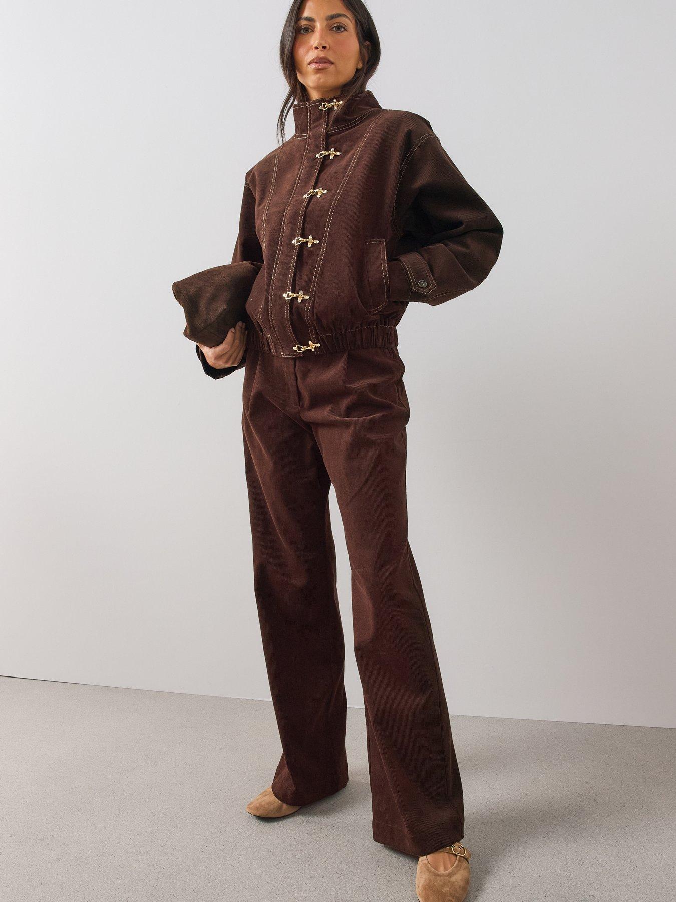 Image 3 of 7 of The Very Collection The Very Collection Womens Cord Wide Leg Trousers - Brown