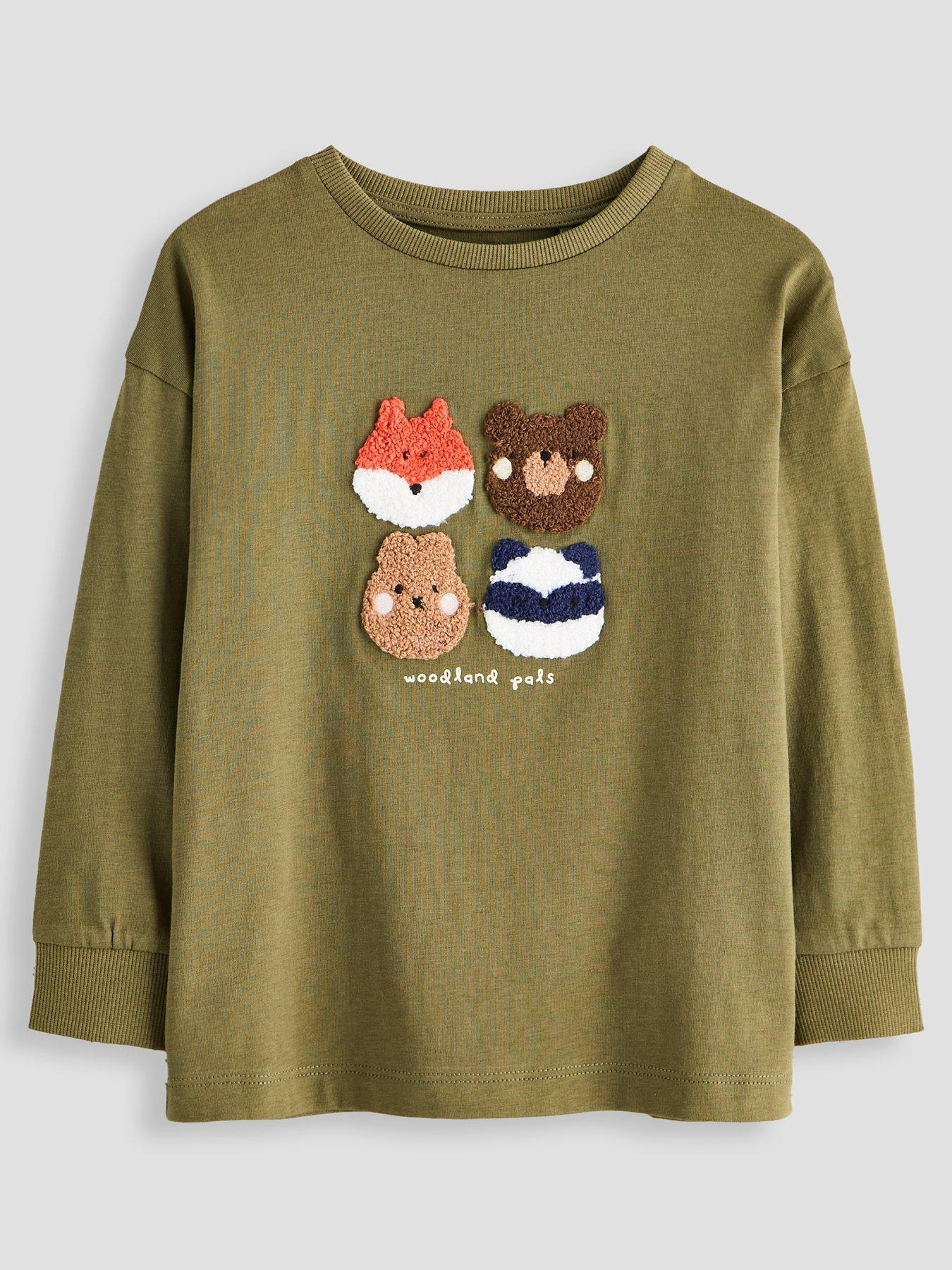 The Very Collection Boys Cotton Rich Boucle Animal Character Long Sleeve T-Shirt (9 months - 7 years) - Green