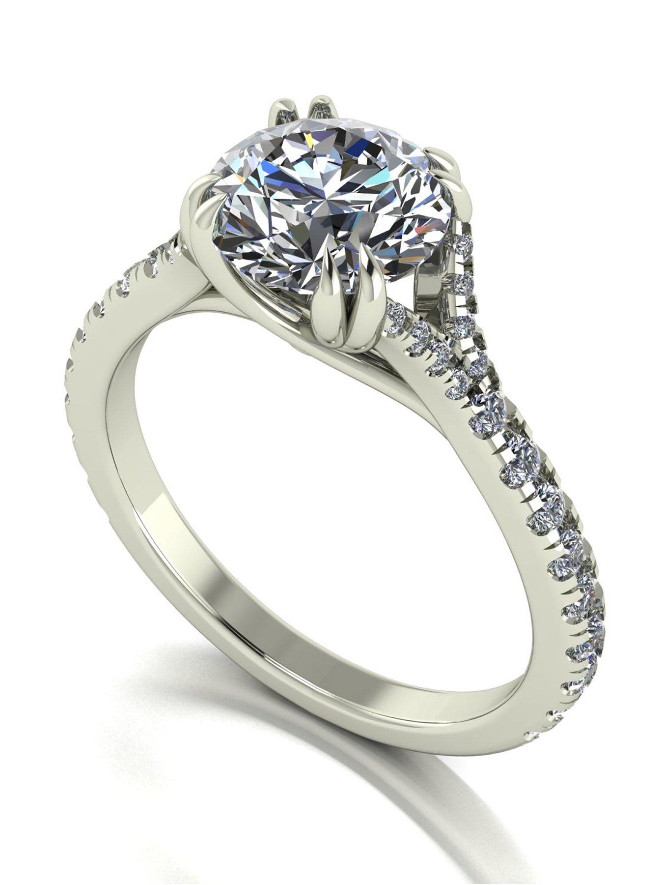 Moissanite 9ct White Gold Lady Lynsey 2.30ct total Moissanite Solitaire Ring