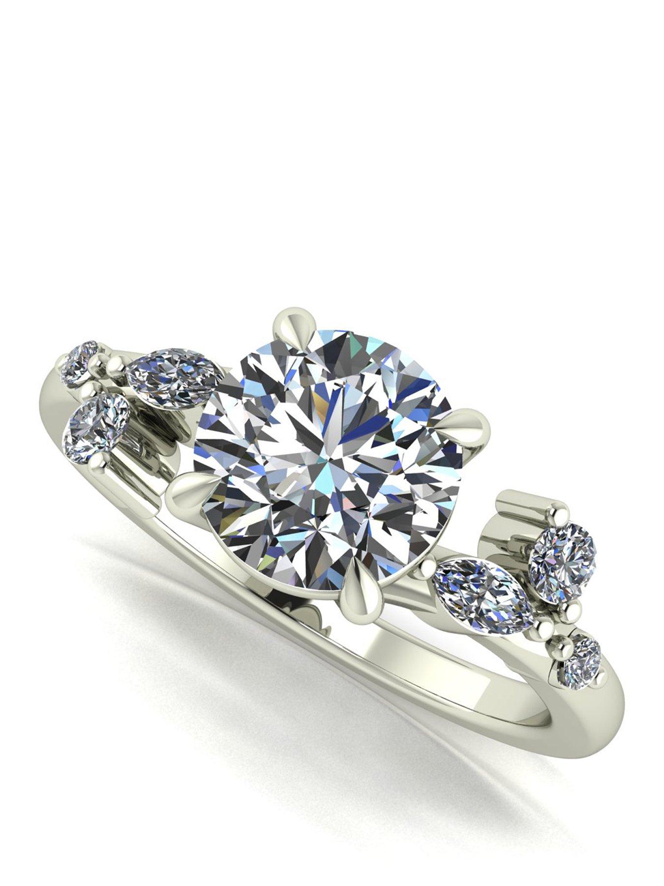 Moissanite 9ct White Gold Lady Lynsey 2.40ct total Moissanite Solitaire Ring