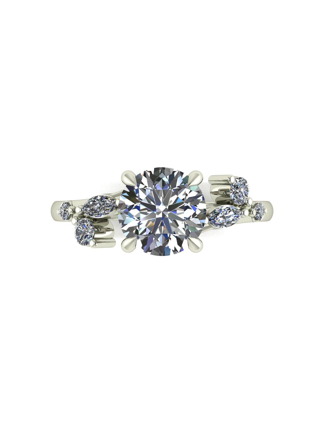 Image 4 of 5 of Moissanite 9ct White Gold Lady Lynsey 2.40ct total Moissanite Solitaire Ring