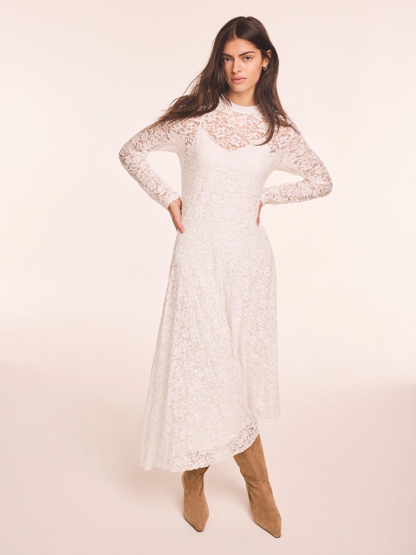 off shoulder lace dresses Verona Off-Shoulder Lace Overlay Mini Dress White main image 1