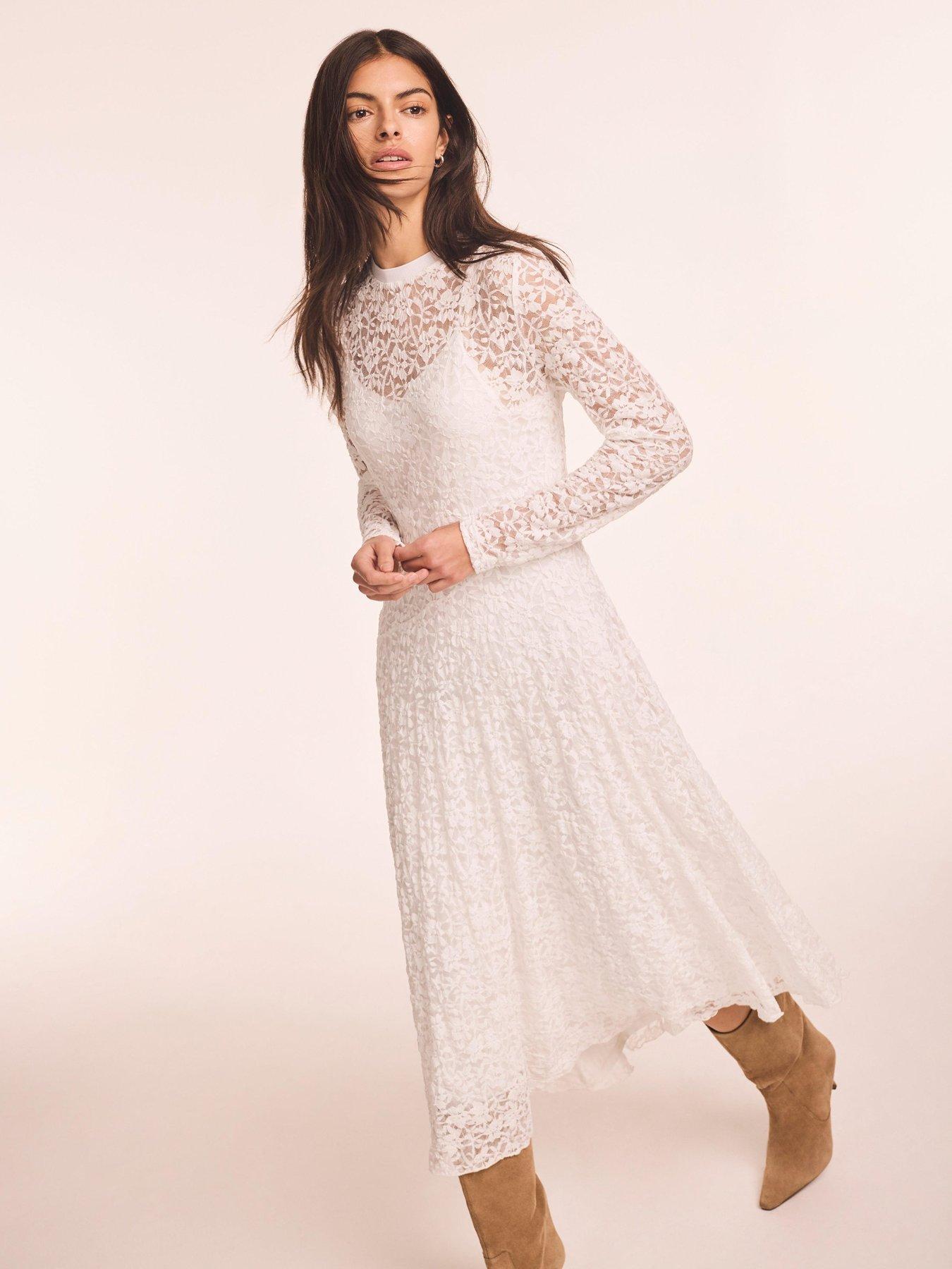 Mint Velvet Cream Lace Full Midi Dress | Very