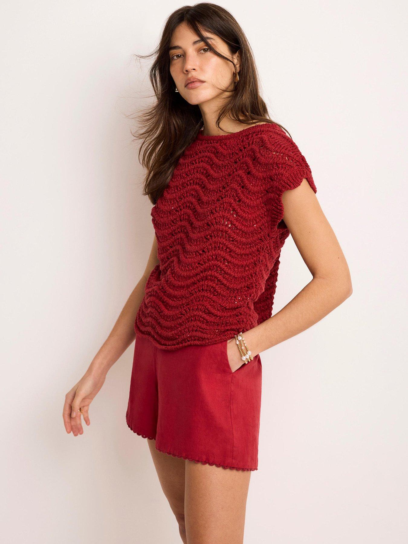 Mint Velvet Red Sparkle Stitch Top