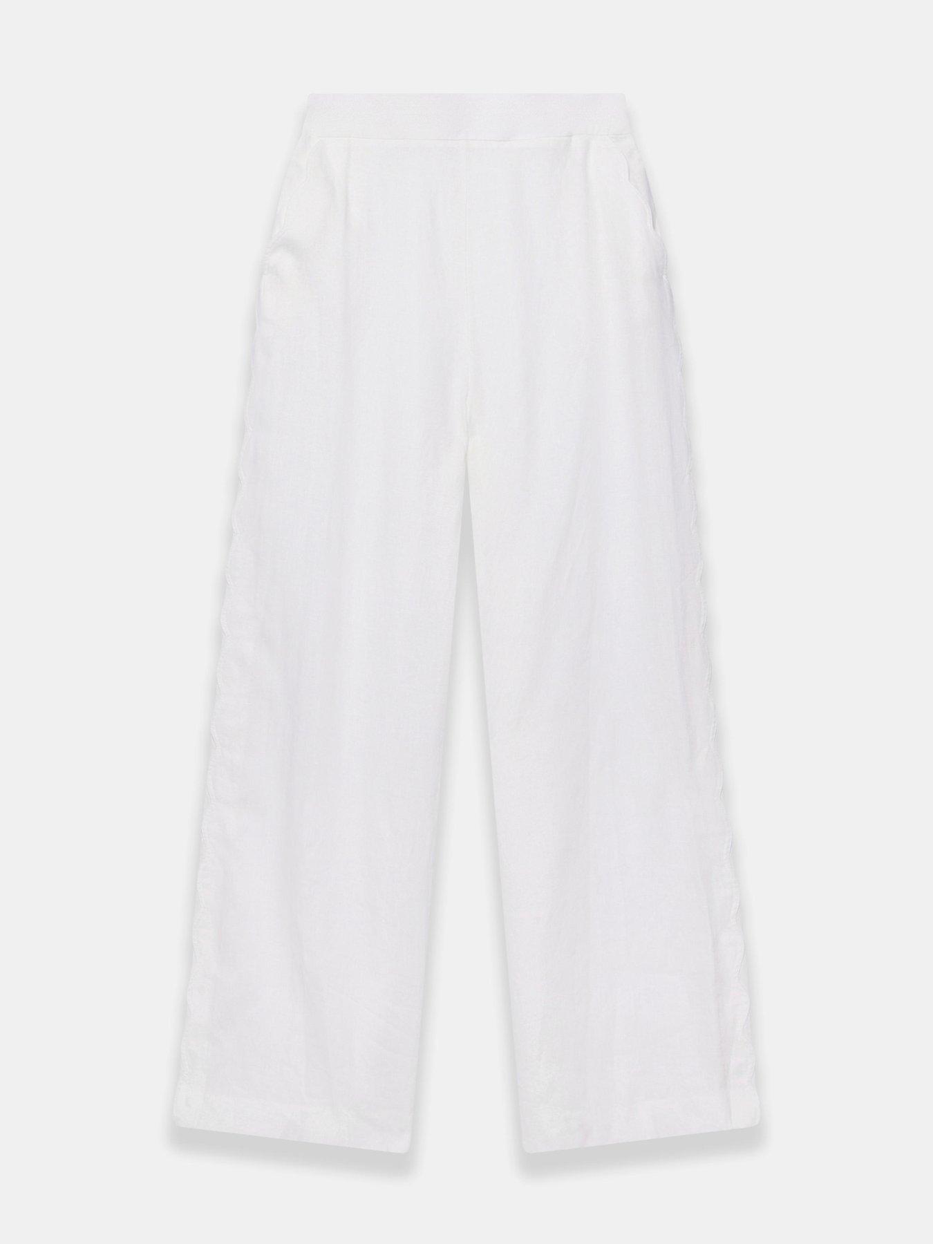 Image 5 of 6 of Mint Velvet Linen Scallop Trouser - Ivory