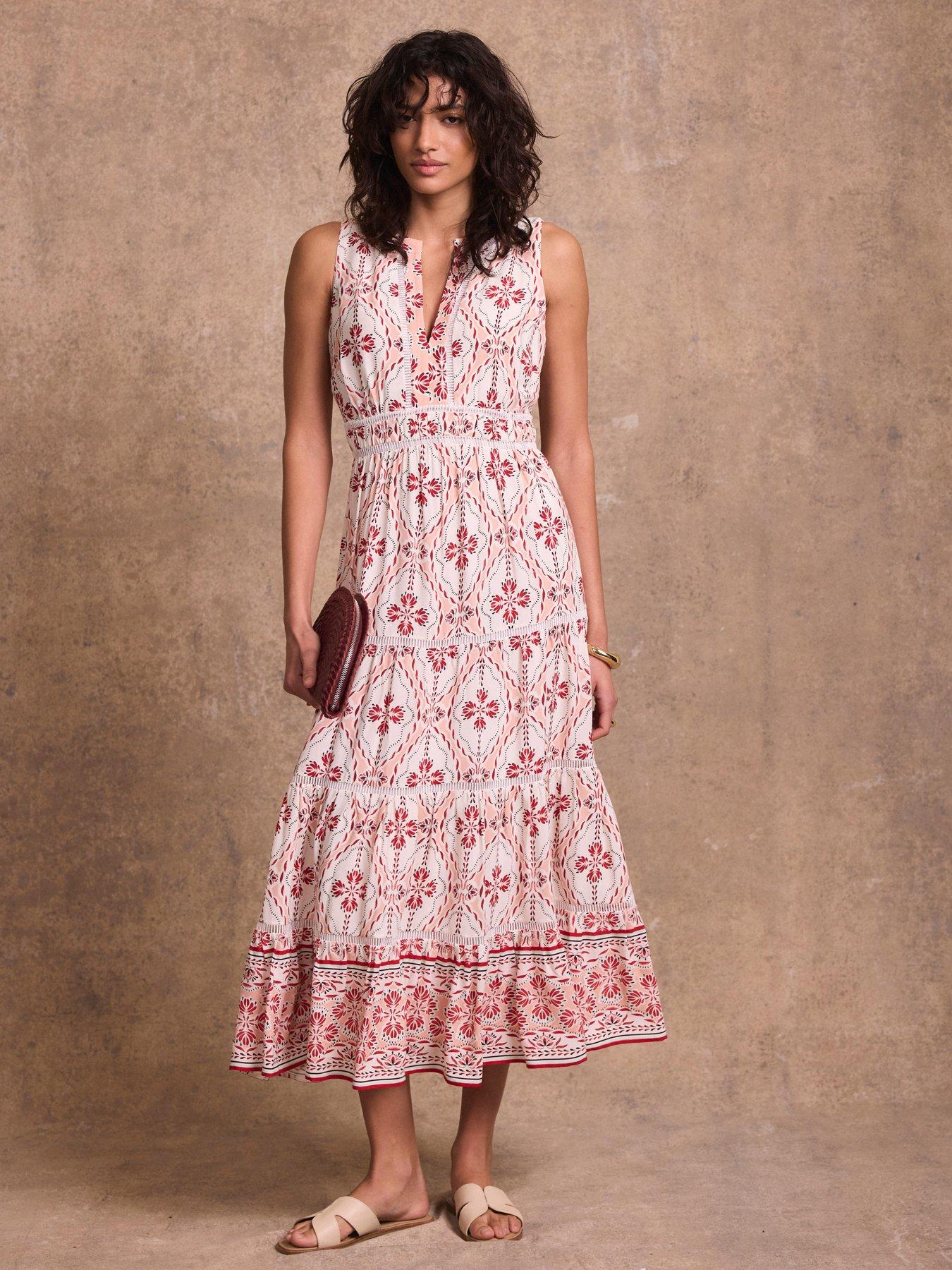 Mint Velvet Printed Tiered Maxi Dress - Pink