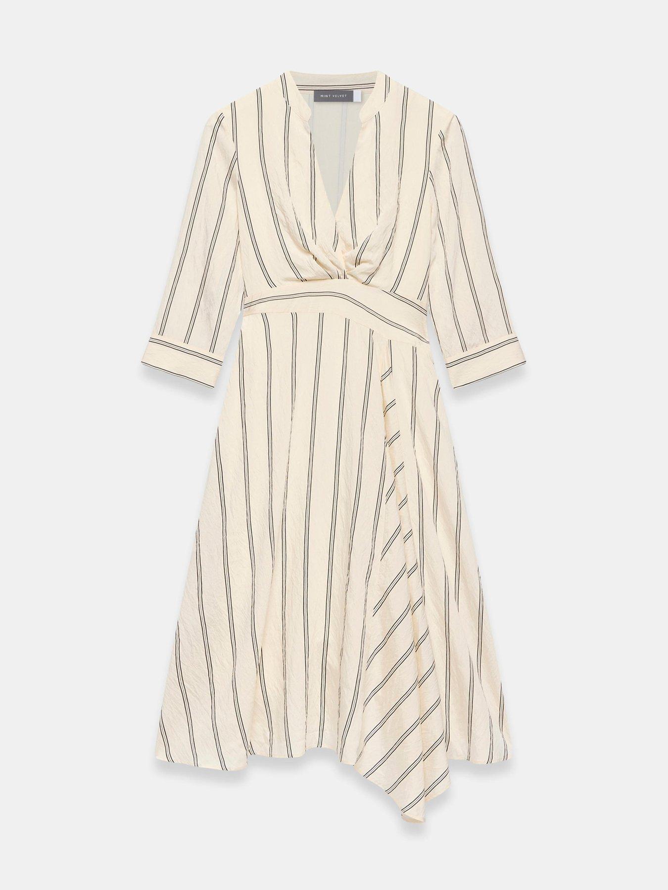 Image 5 of 6 of Mint Velvet Stripe Wrap Midi Dress - Cream