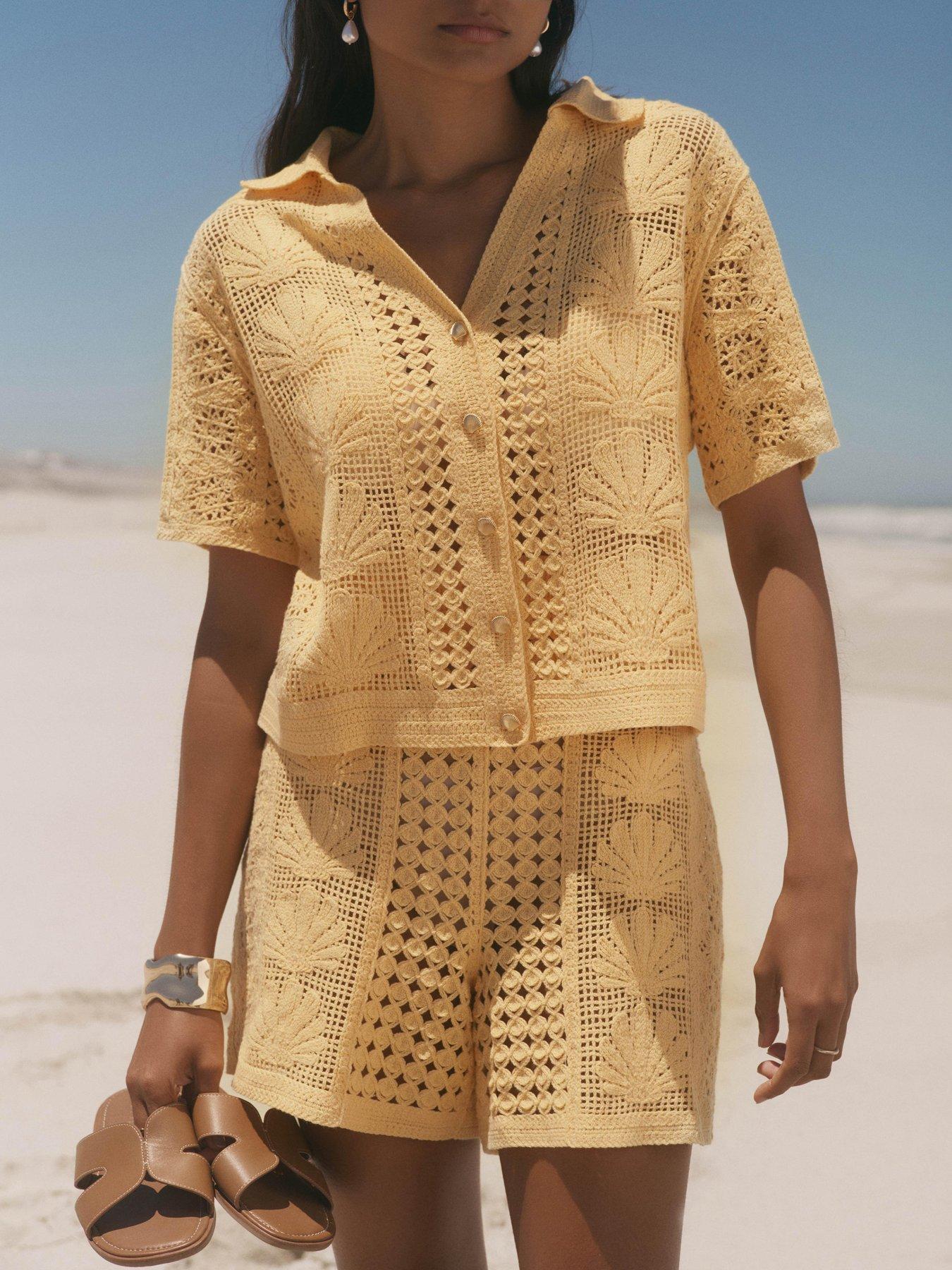 Image 3 of 6 of Mint Velvet Yellow Shell Crochet Shirt