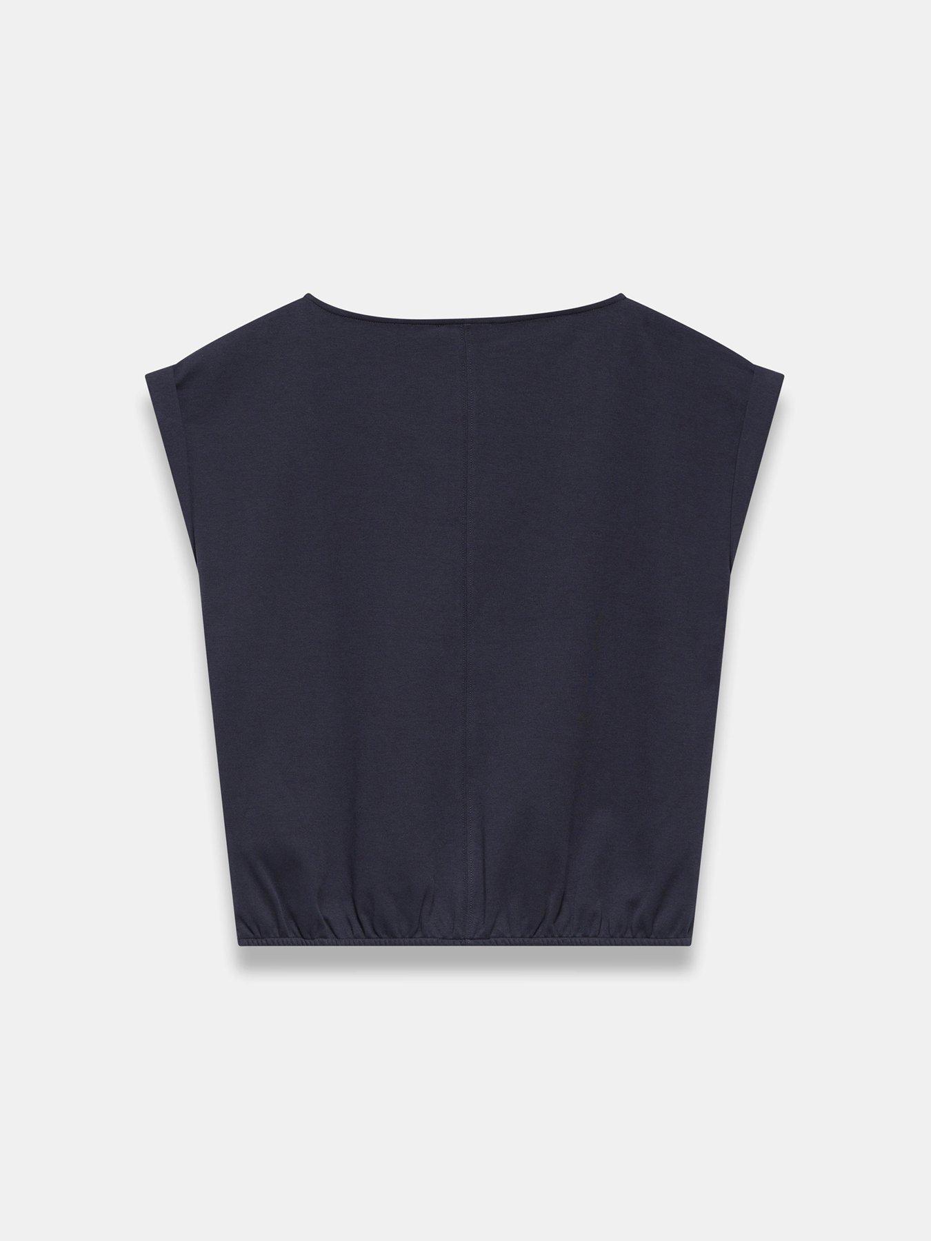 Image 6 of 6 of Mint Velvet Floral Print Woven Mix Top - Navy