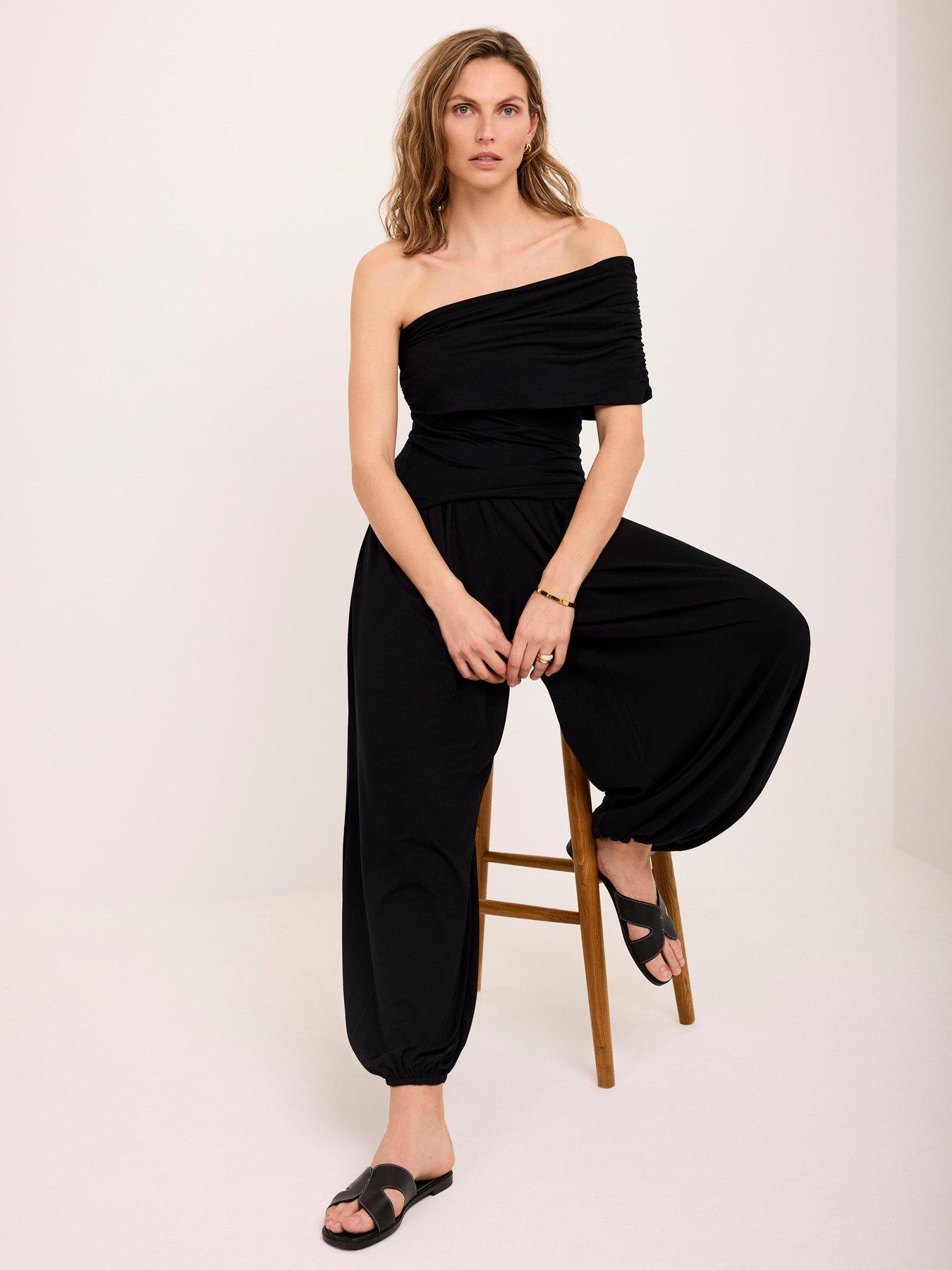 Image 3 of 6 of Mint Velvet One Shoulder Top - Black