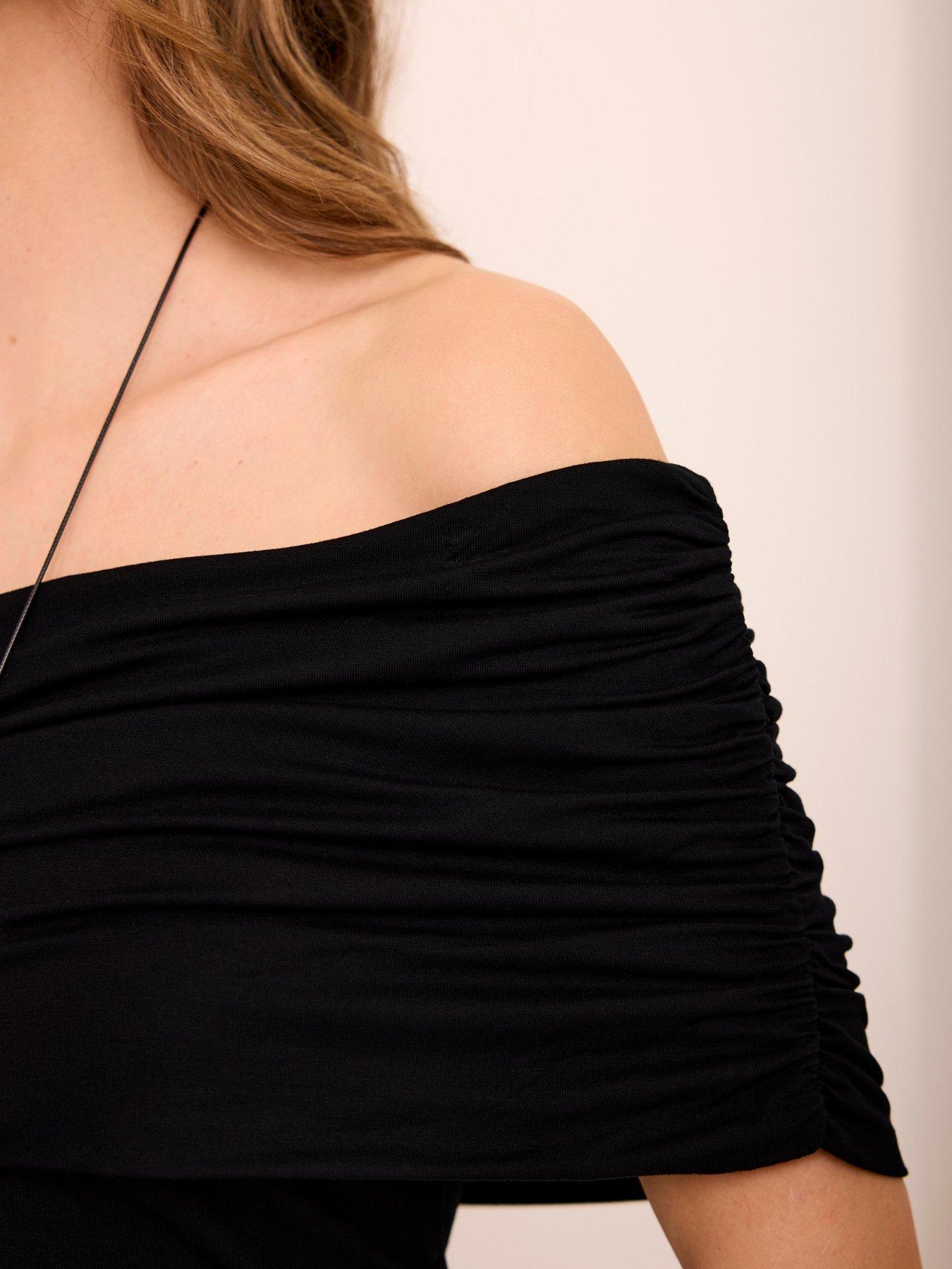 Image 4 of 6 of Mint Velvet One Shoulder Top - Black