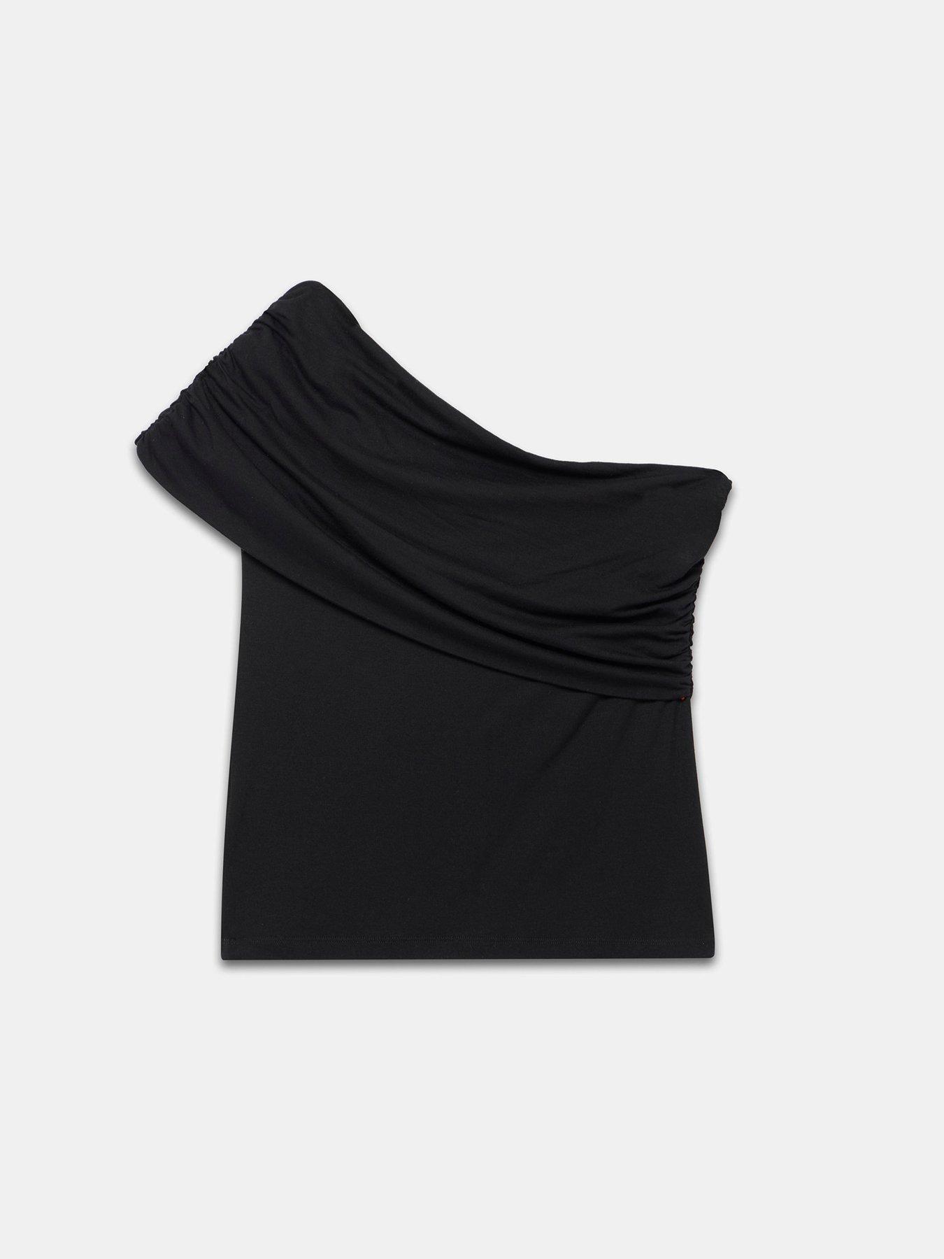 Image 6 of 6 of Mint Velvet One Shoulder Top - Black