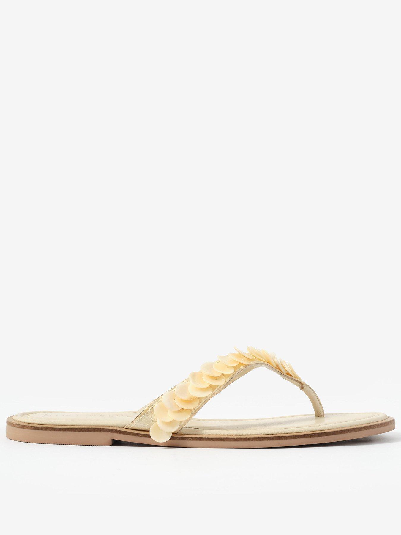 Mint Velvet Freya Pearl Detail Flip Flop - Cream