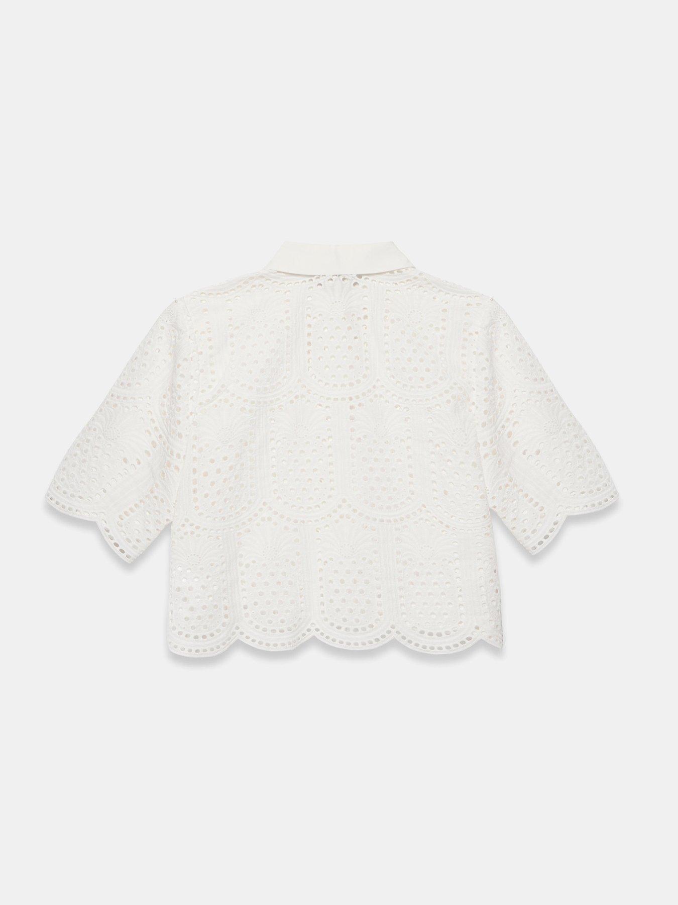 Image 6 of 6 of Mint Velvet Broderie Shirt - Ivory