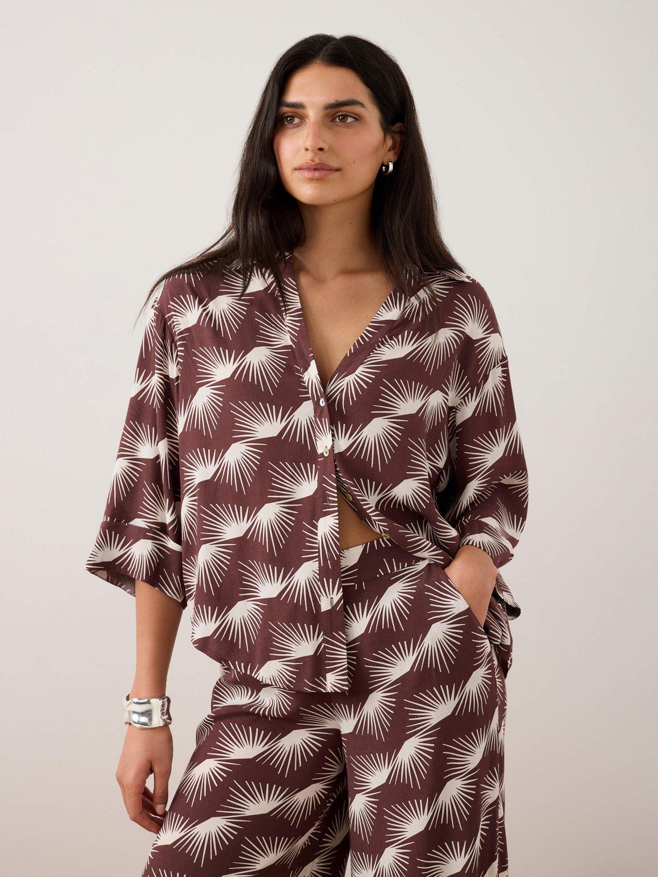 Mint Velvet Burgundy Print Resort Shirt