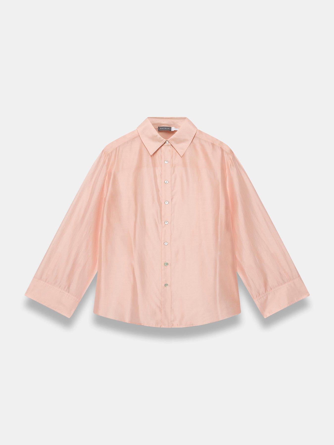 Image 5 of 6 of Mint Velvet Sheer Shirt - Light Pink