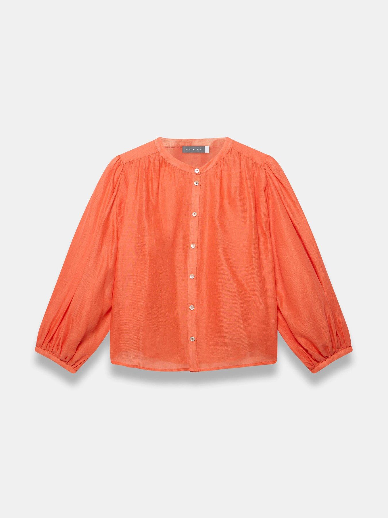 Image 5 of 6 of Mint Velvet Ramie Batwing Blouse - Orange