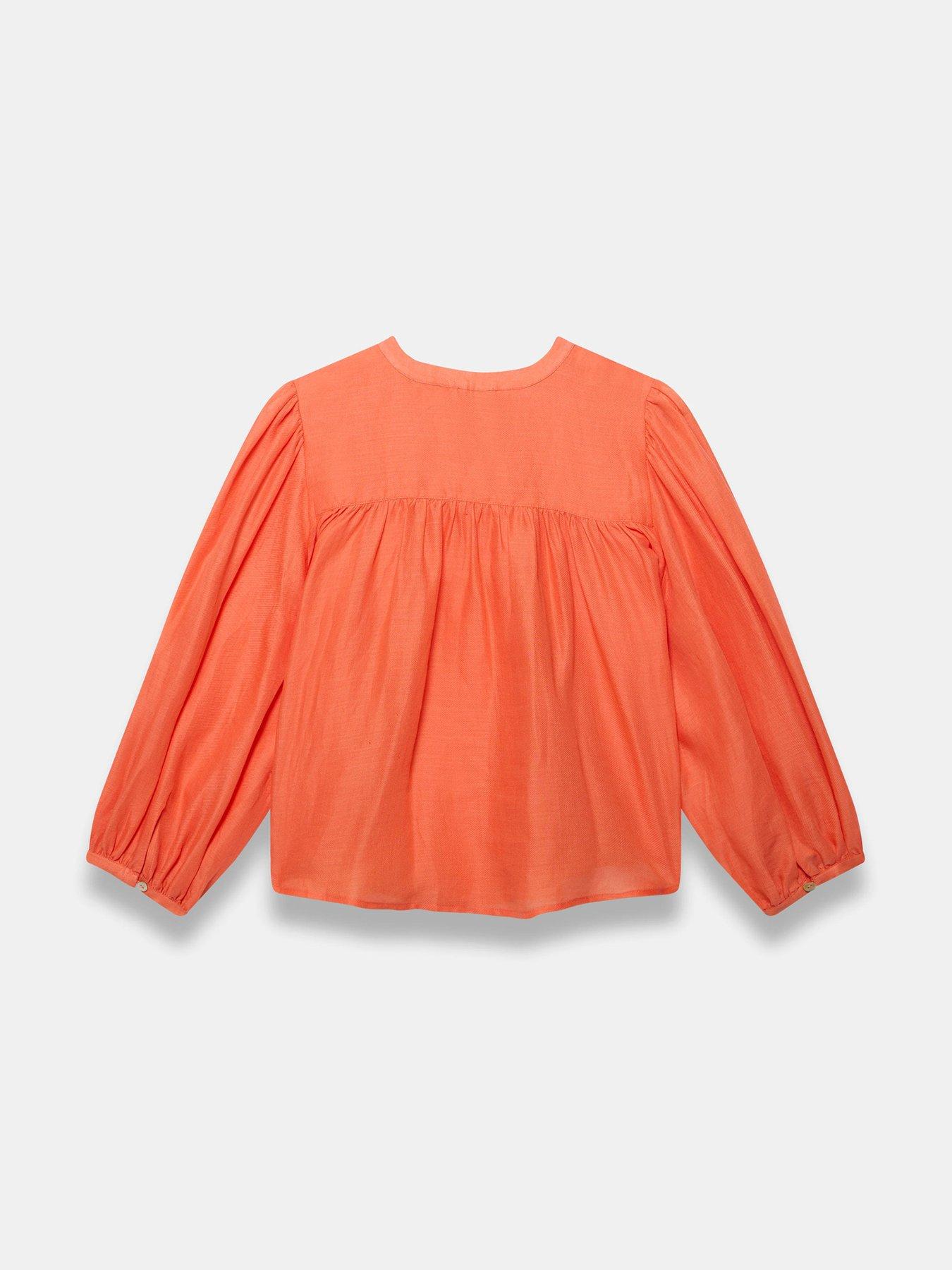 Image 6 of 6 of Mint Velvet Ramie Batwing Blouse - Orange