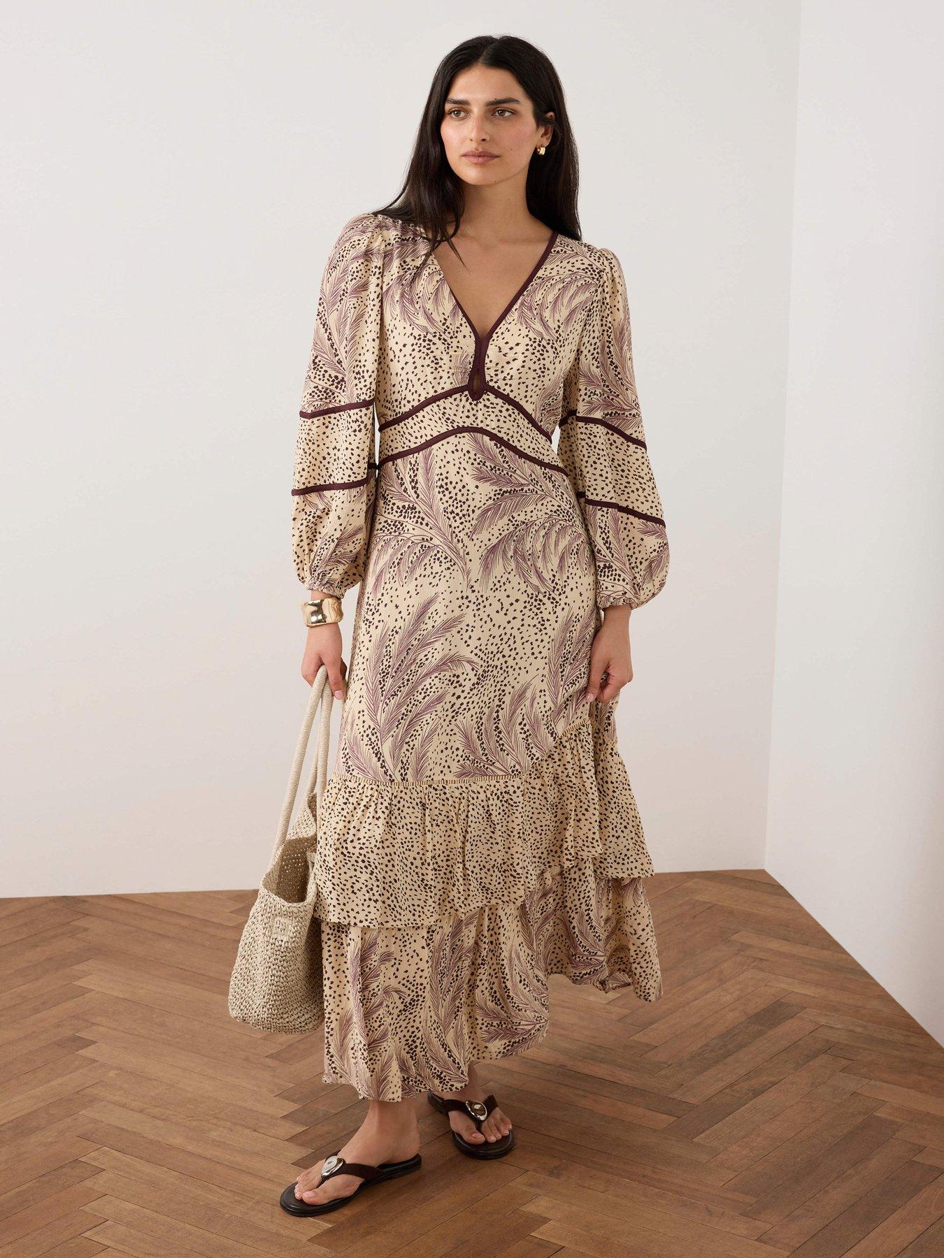 Image 1 of 6 of Mint Velvet Printed Boho Maxi Dress - Cream