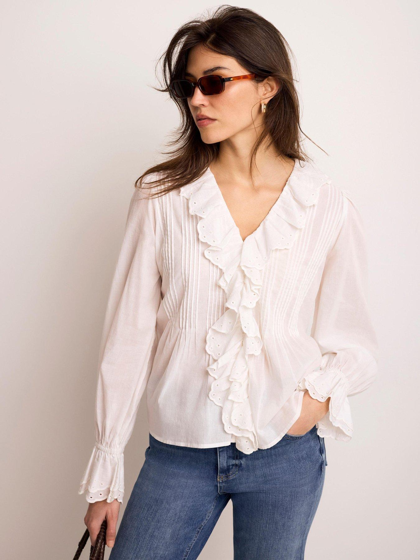 Mint Velvet Ivory Ruffle Front Blouse
