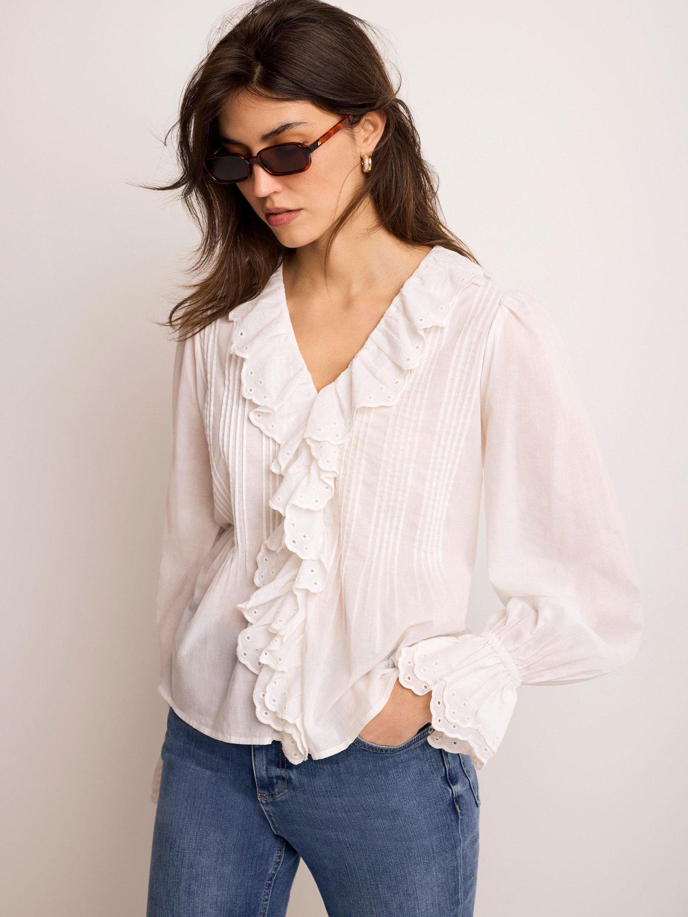 Mint Velvet Ivory Ruffle Front Blouse - White | Very