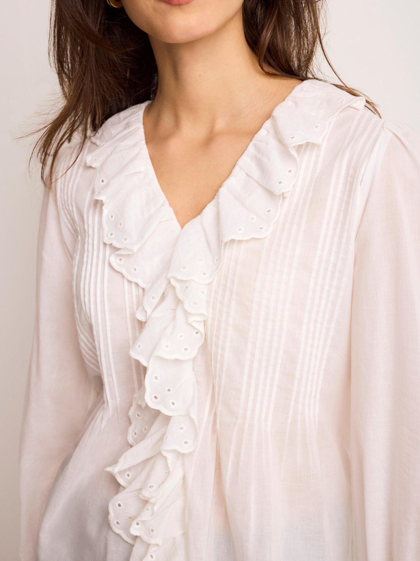 Mint Velvet Ivory Ruffle Front Blouse - White | Very