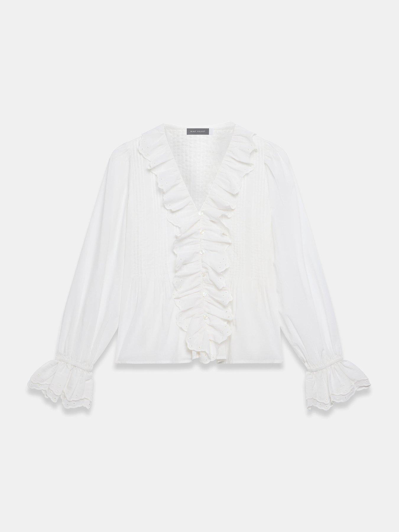Mint Velvet Ivory Ruffle Front Blouse - White | Very