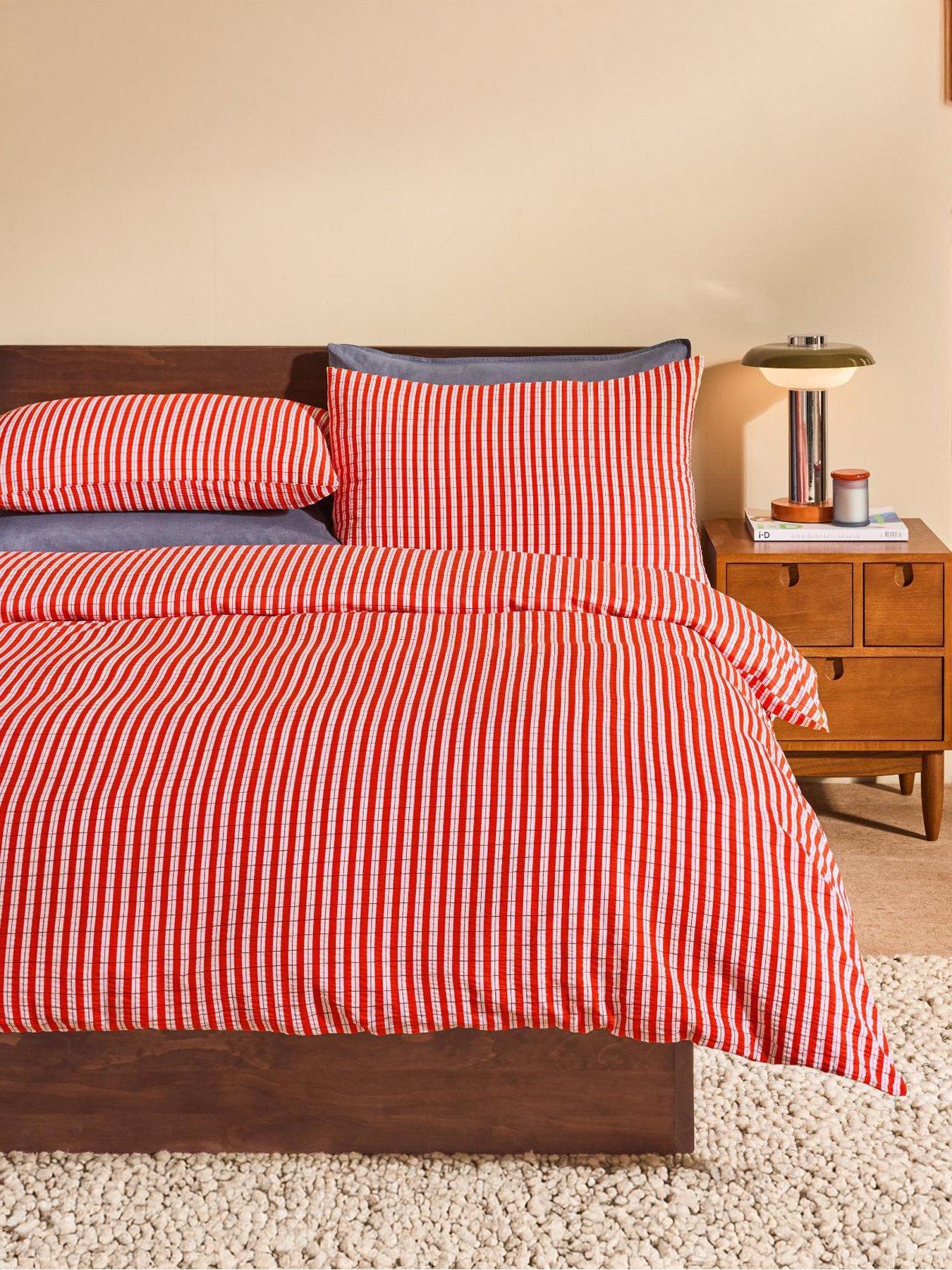 Image 1 of 3 of Made Felix Seersucker Duvet Set Orange