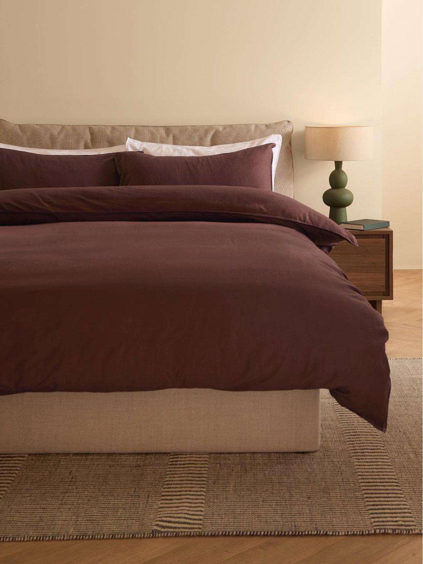 Image 1 of 3 of Made Textured Cotton Duvet Set Chocolate