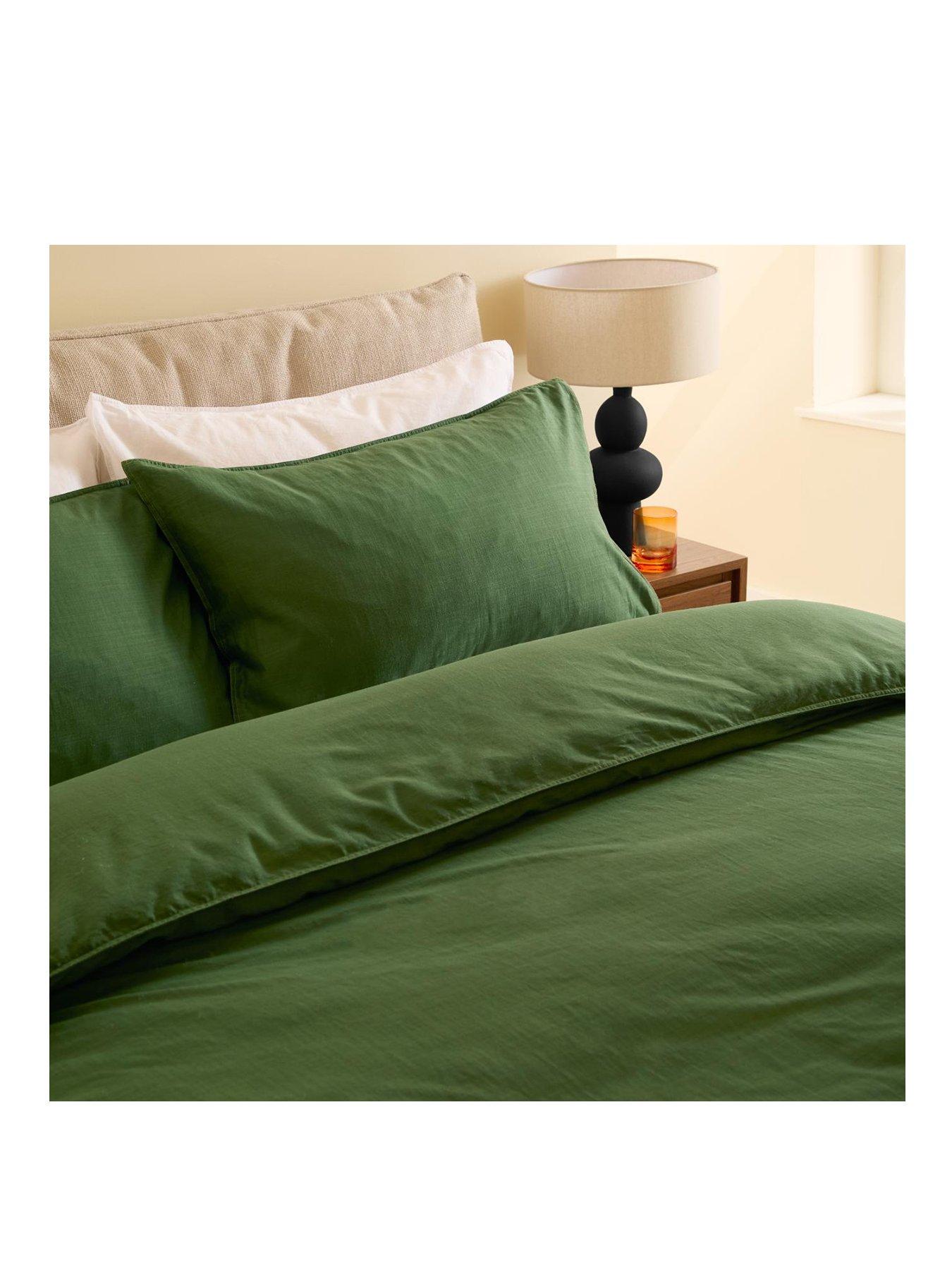 Image 2 of 3 of Made Textured Cotton Duvet Set Dark Green