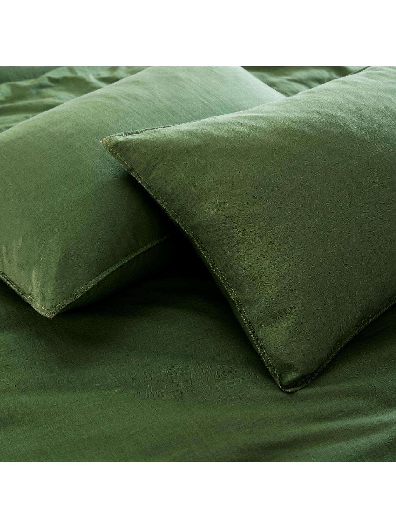 Image 3 of 3 of Made Textured Cotton Duvet Set Dark Green