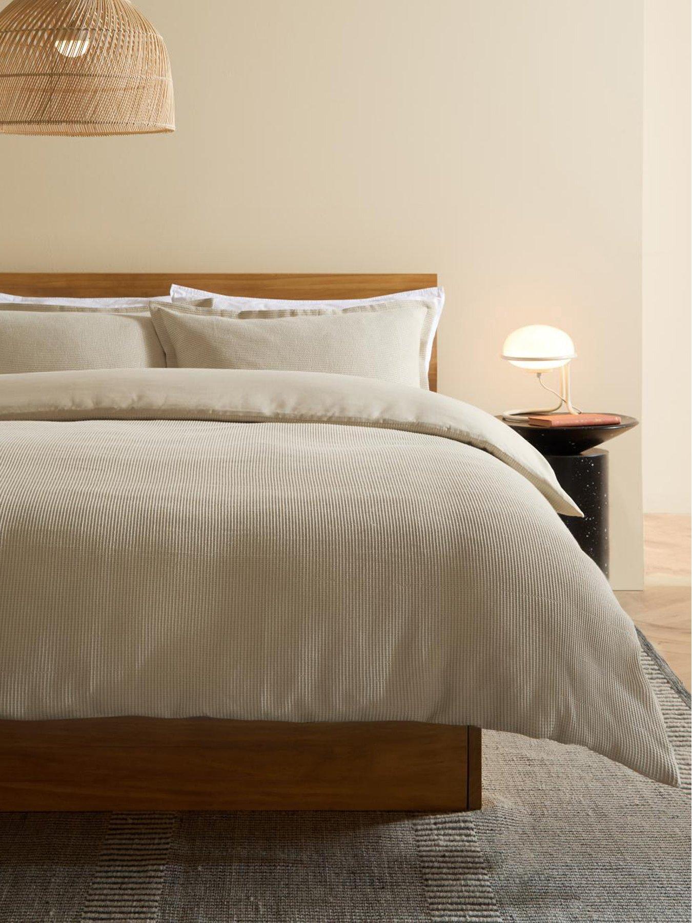 Image 1 of 3 of Made Cosy Waffle Duvet Set Oatmeal