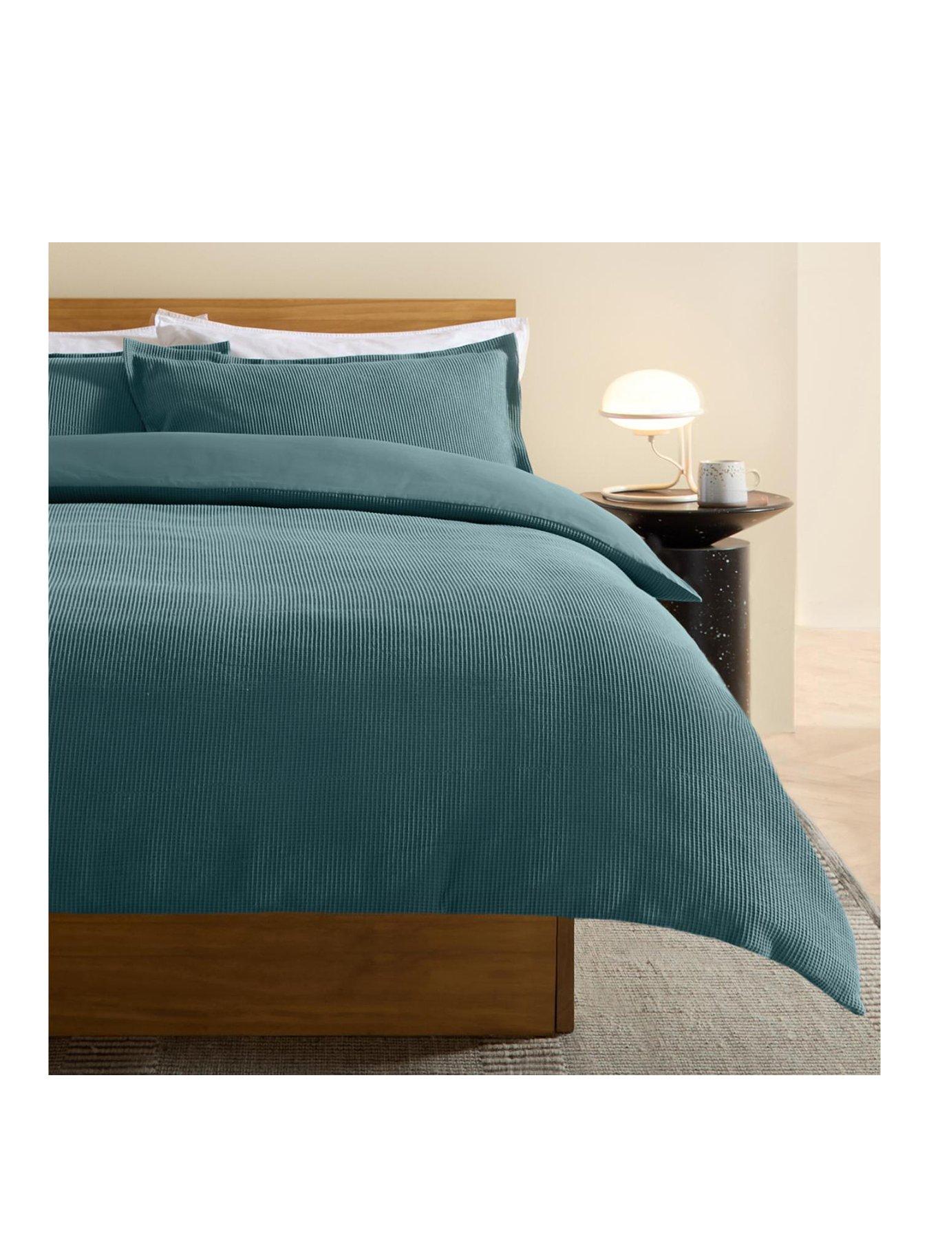 Image 2 of 3 of Made Cosy Waffle Duvet Set Marine