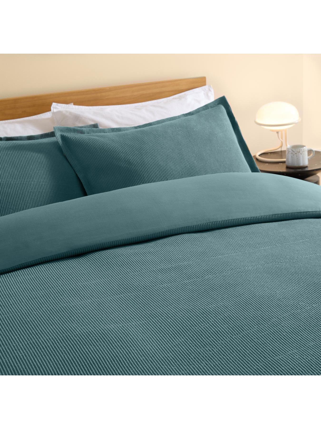 Image 3 of 3 of Made Cosy Waffle Duvet Set Marine