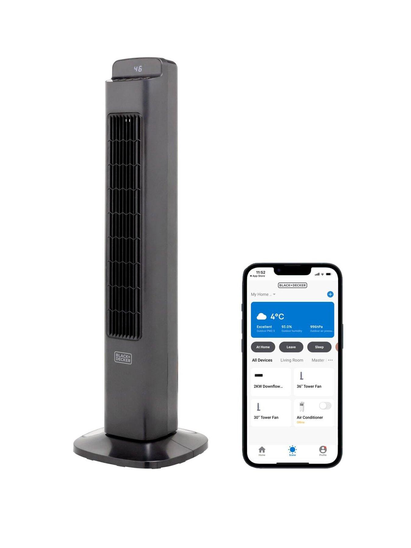 Image 1 of 8 of Black & Decker 36' Smart Digital Tower Fan, 5 Speed Settings, 3 Modes, 45W, Black